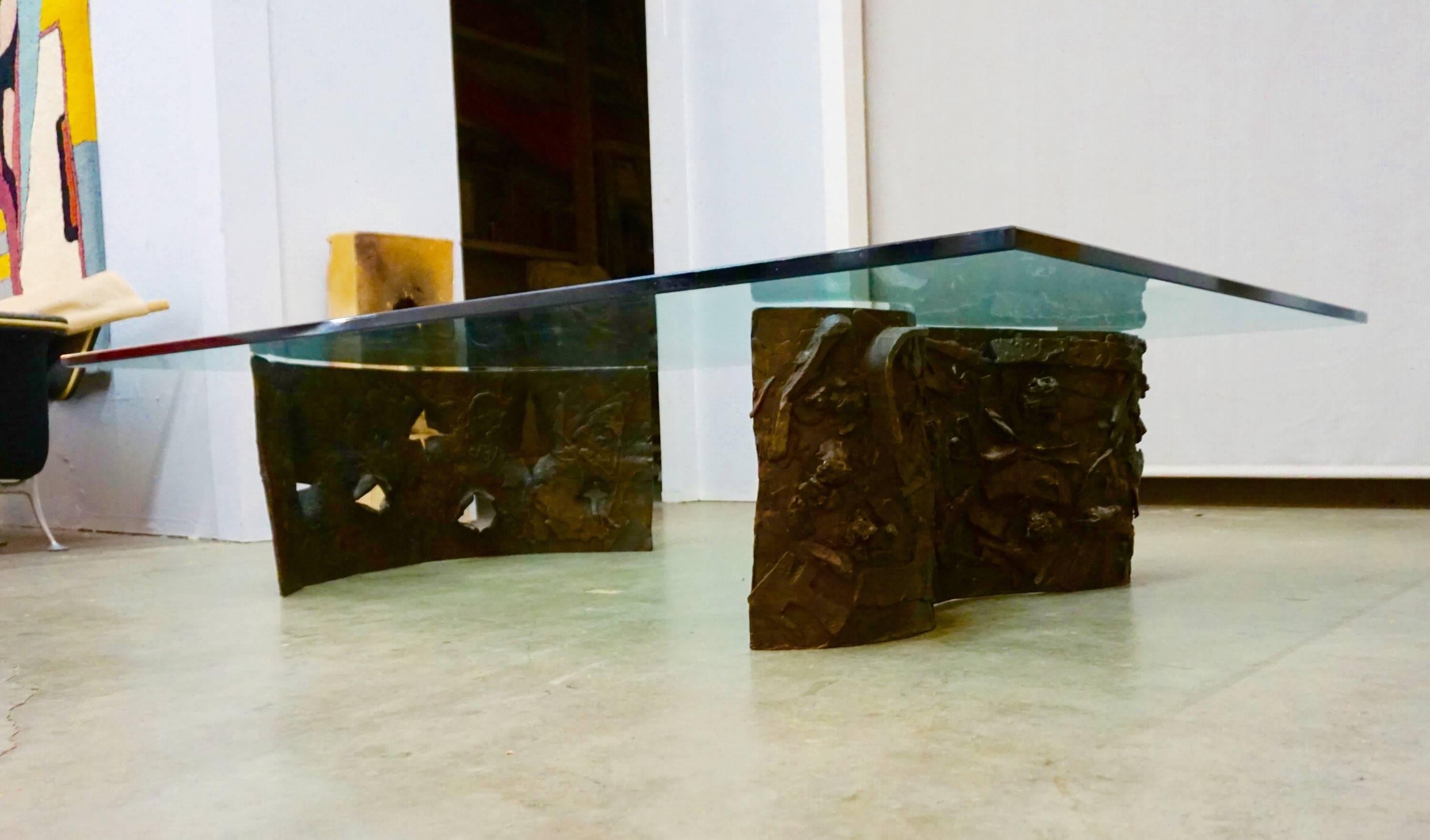 20th Century Hand-Sculpted Bronze Coffee Table by Herbert Slate