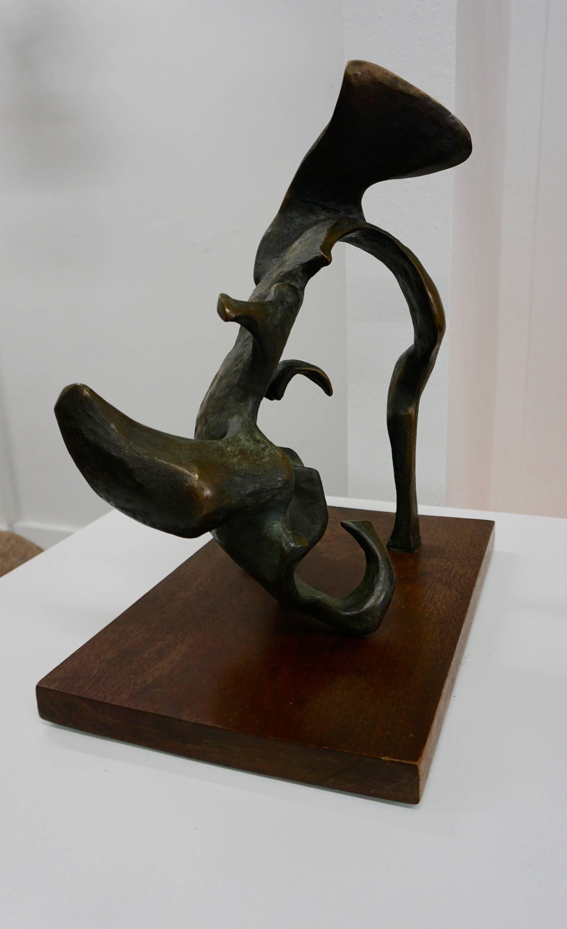 Mid-Century Modern Abstract Brutalist Bronze Sculpture