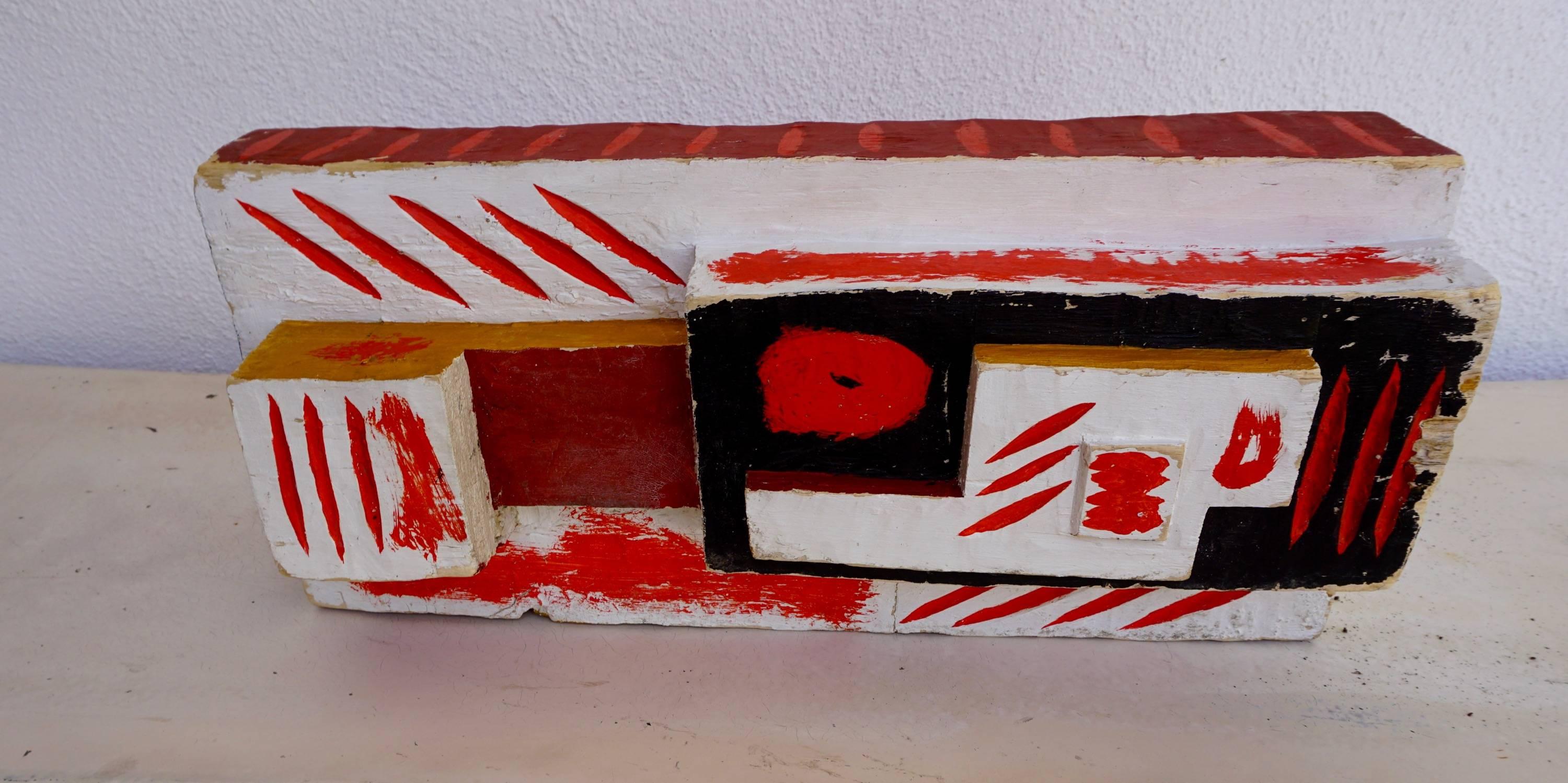 Mid-20th Century Abstract Painted Wood Sculpture by John Haley For Sale