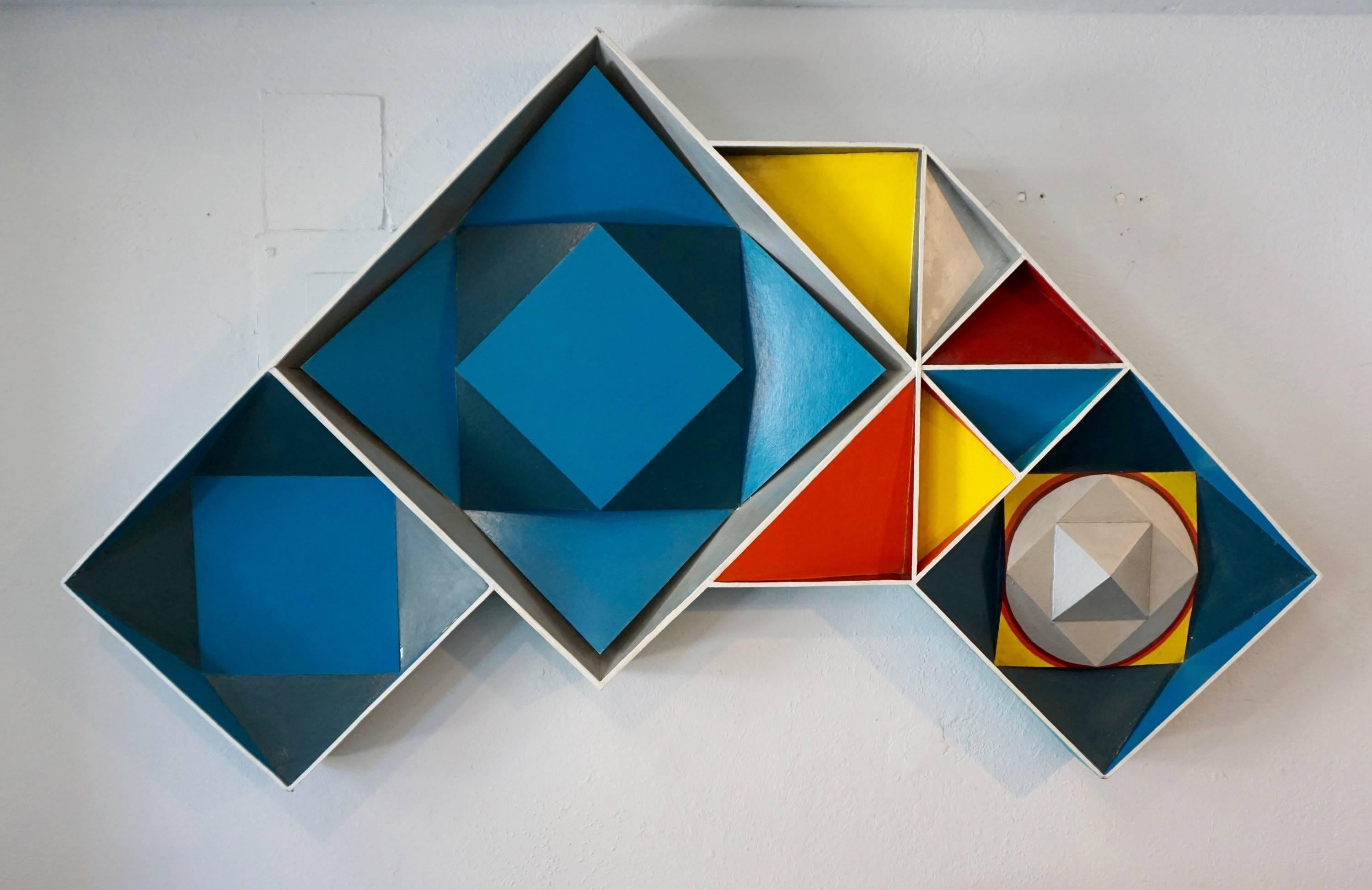 3D Geometric Painting Signed R.Walker '68 4