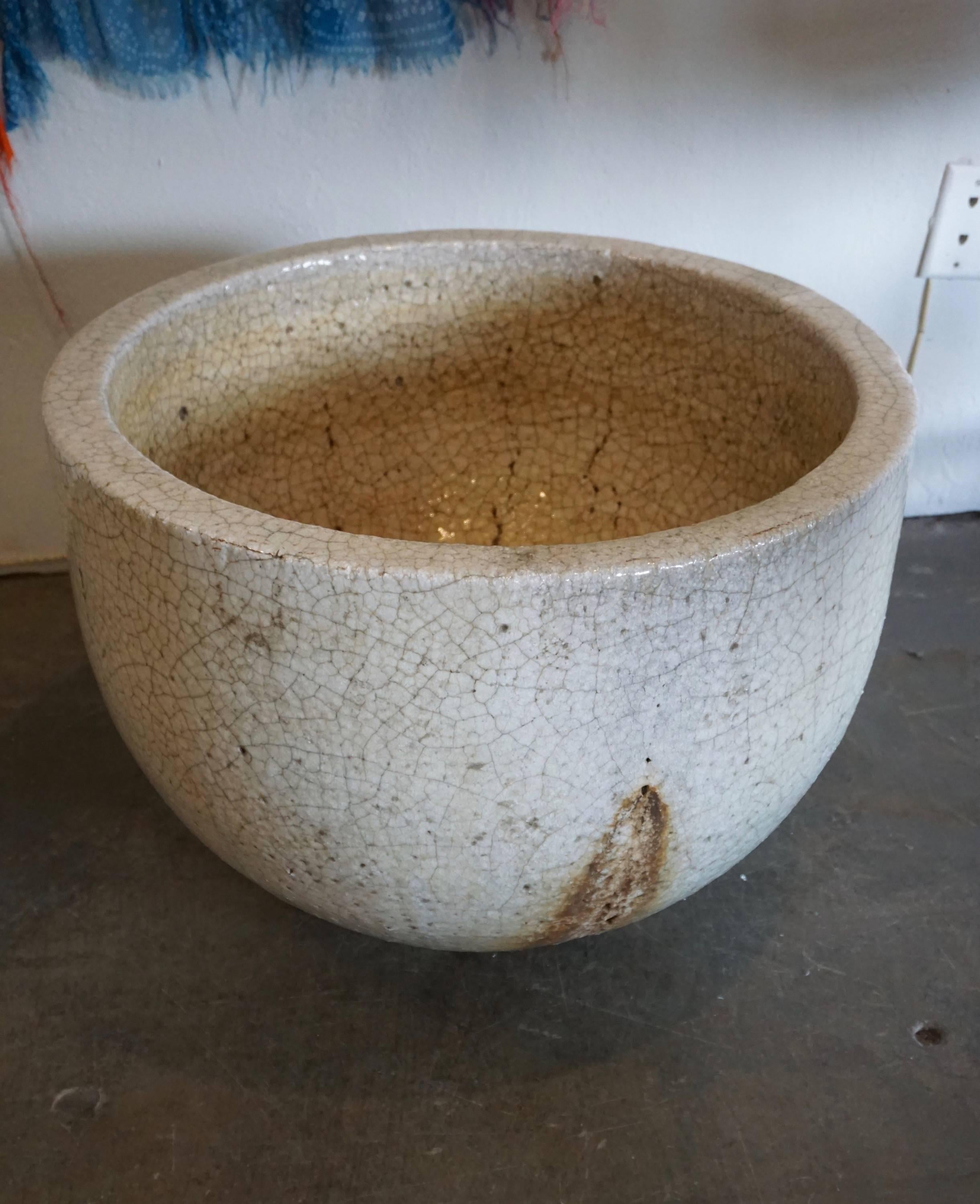 Crackled Glaziers Crucible Planter For Sale 4