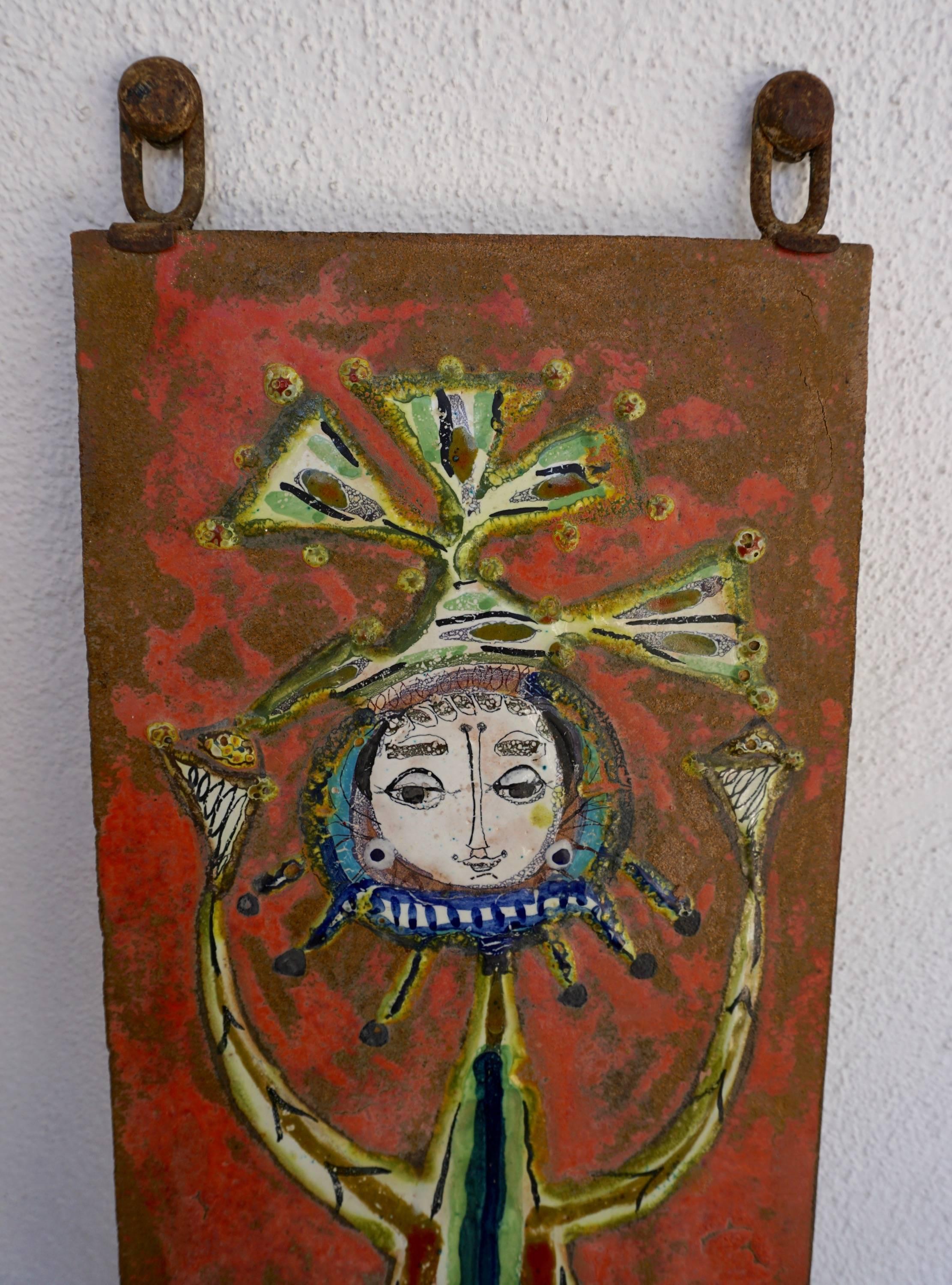 Mid-20th Century Whimsical Ceramic Tile by Bruno Capacci For Sale