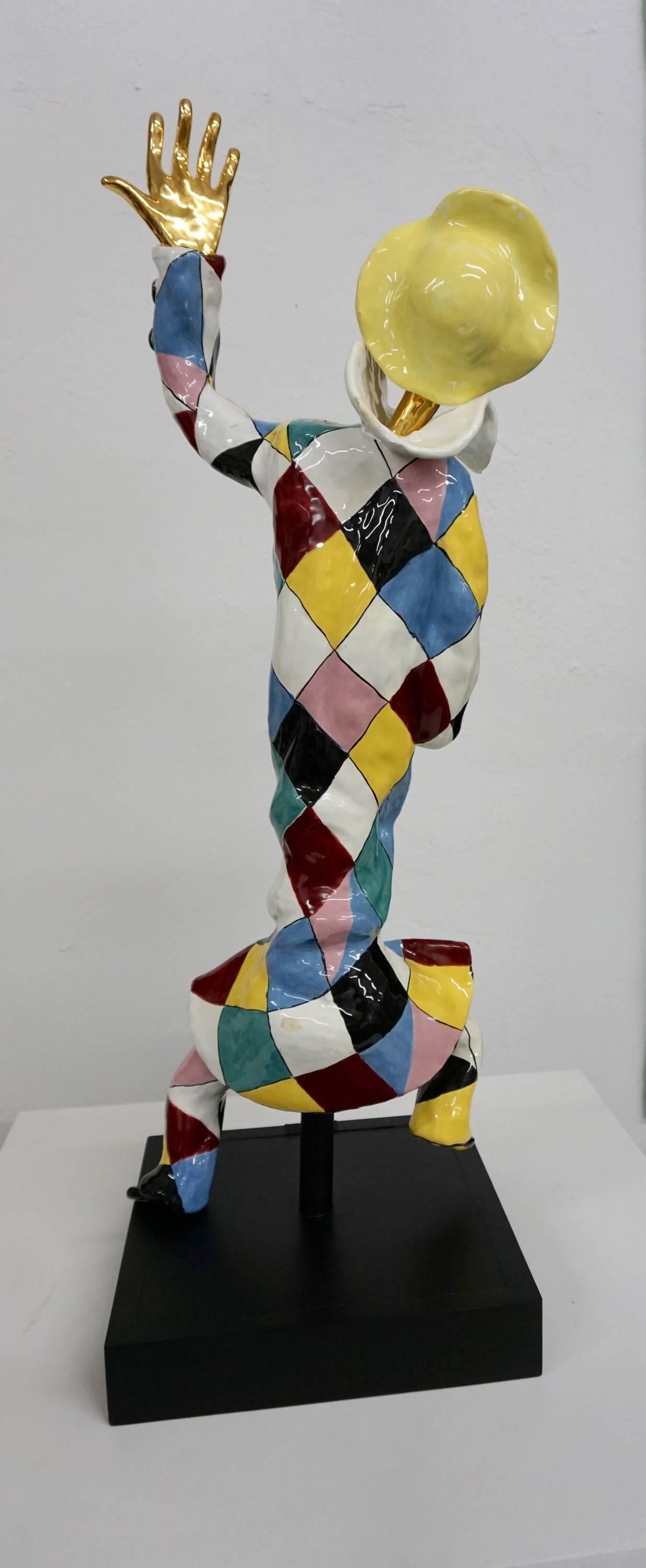 Mid-Century Modern Harlequin Jester Sculpture by San Polo Ceramics, Italy