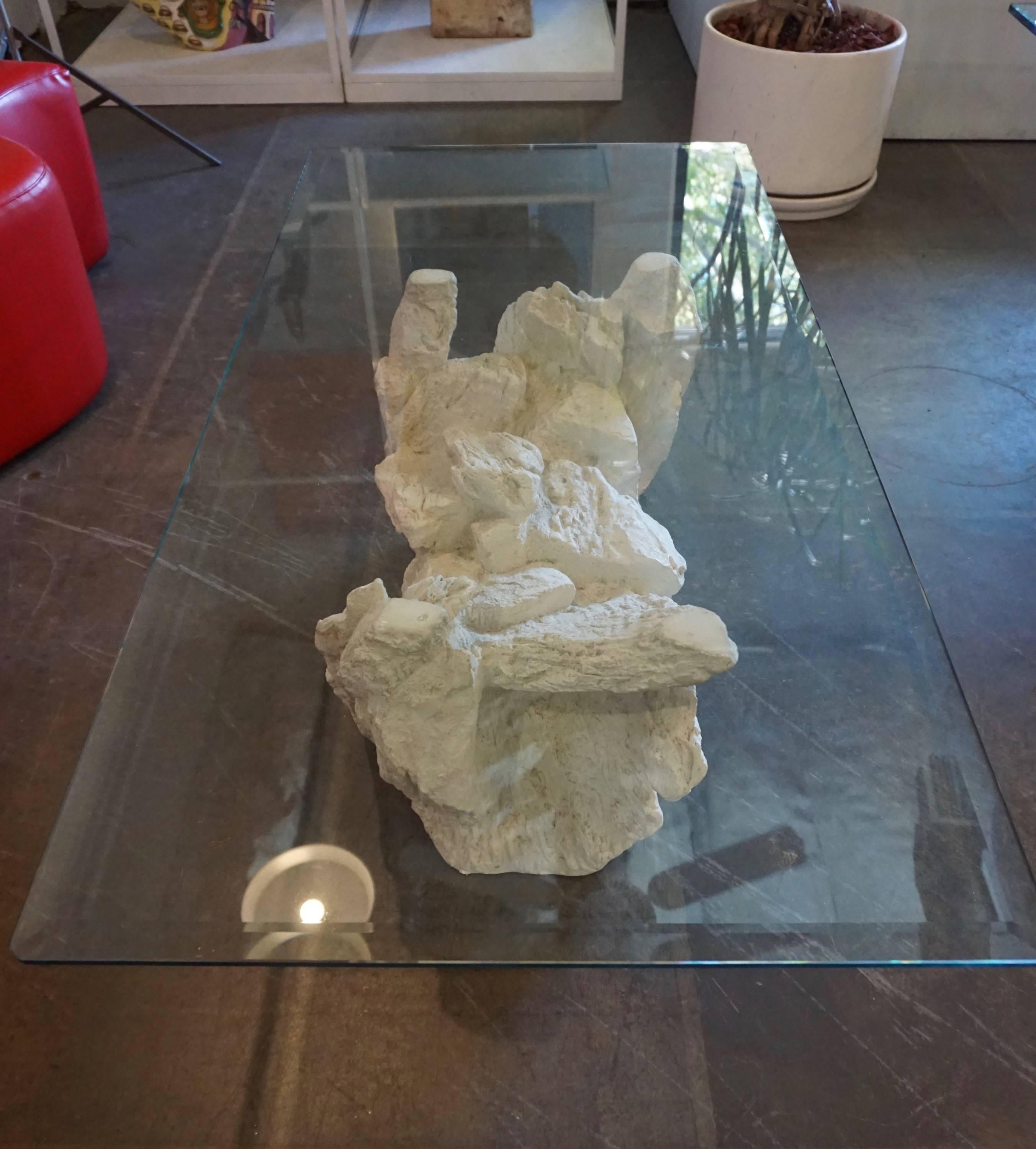 American Brutalist Faux Rock Coffee Table by Sirmos