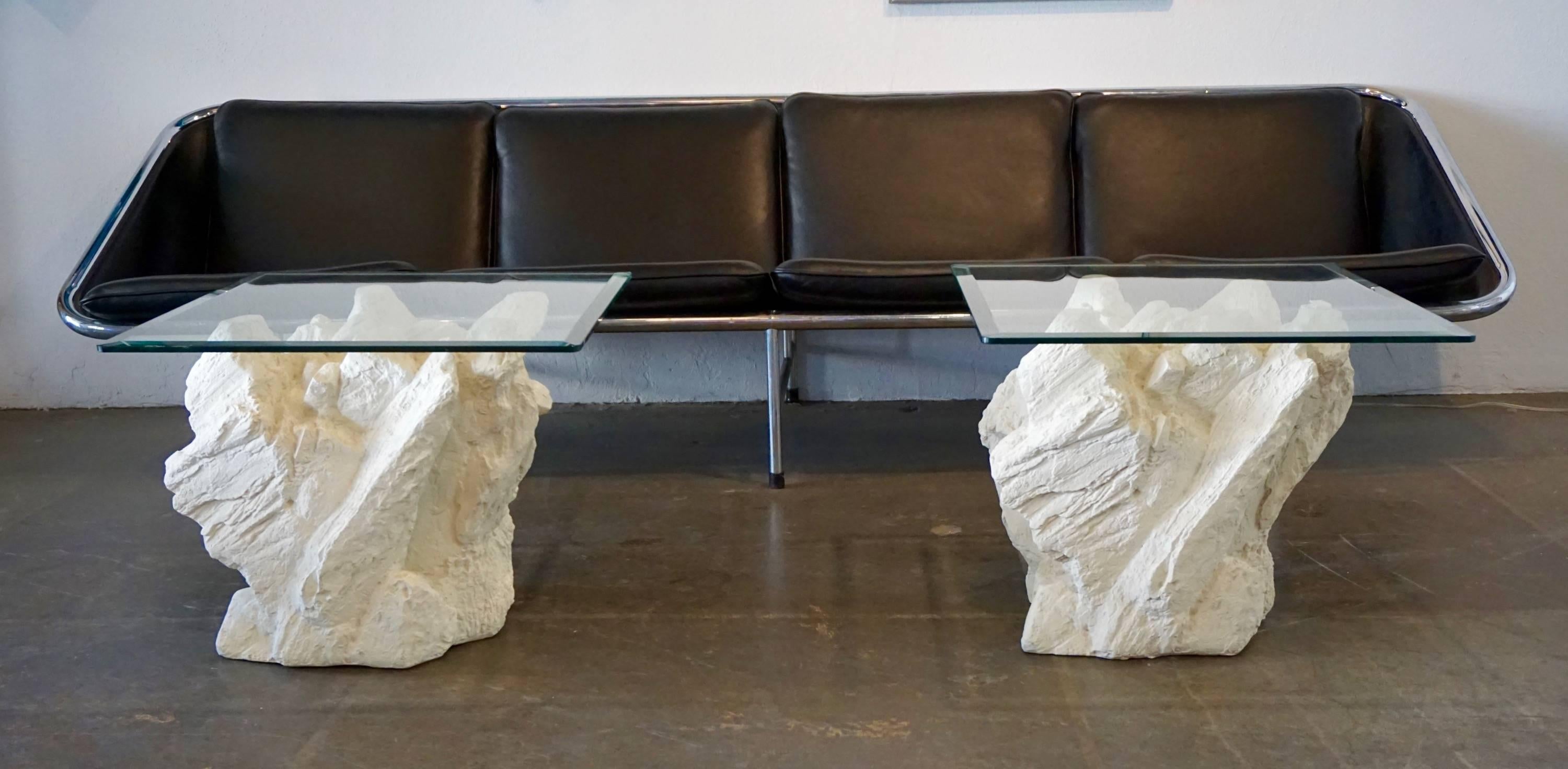 Brutalist Faux Rock End Tables by Sirmos 4