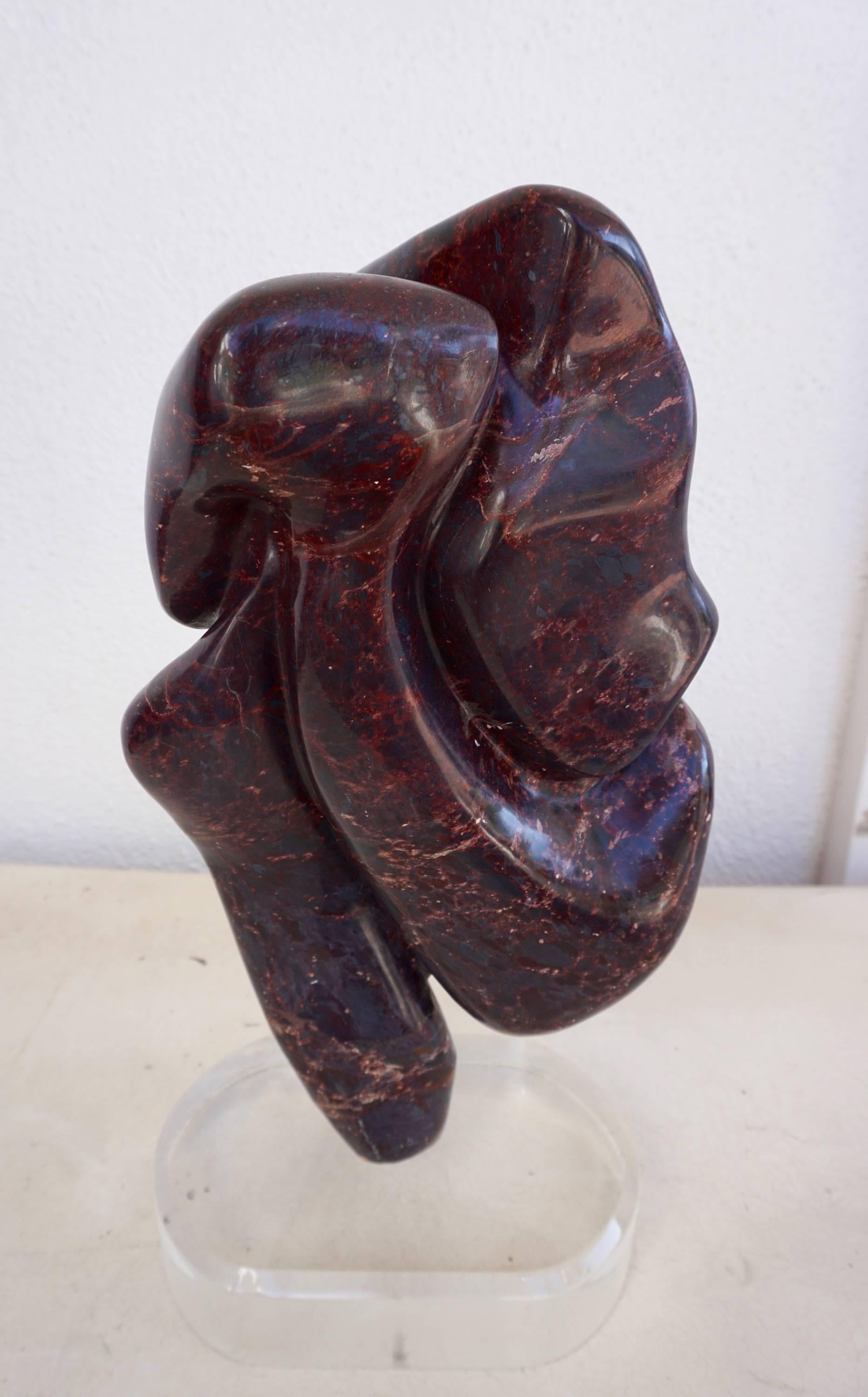 Hand-Carved Abstract Marble Sculpture, Signed 