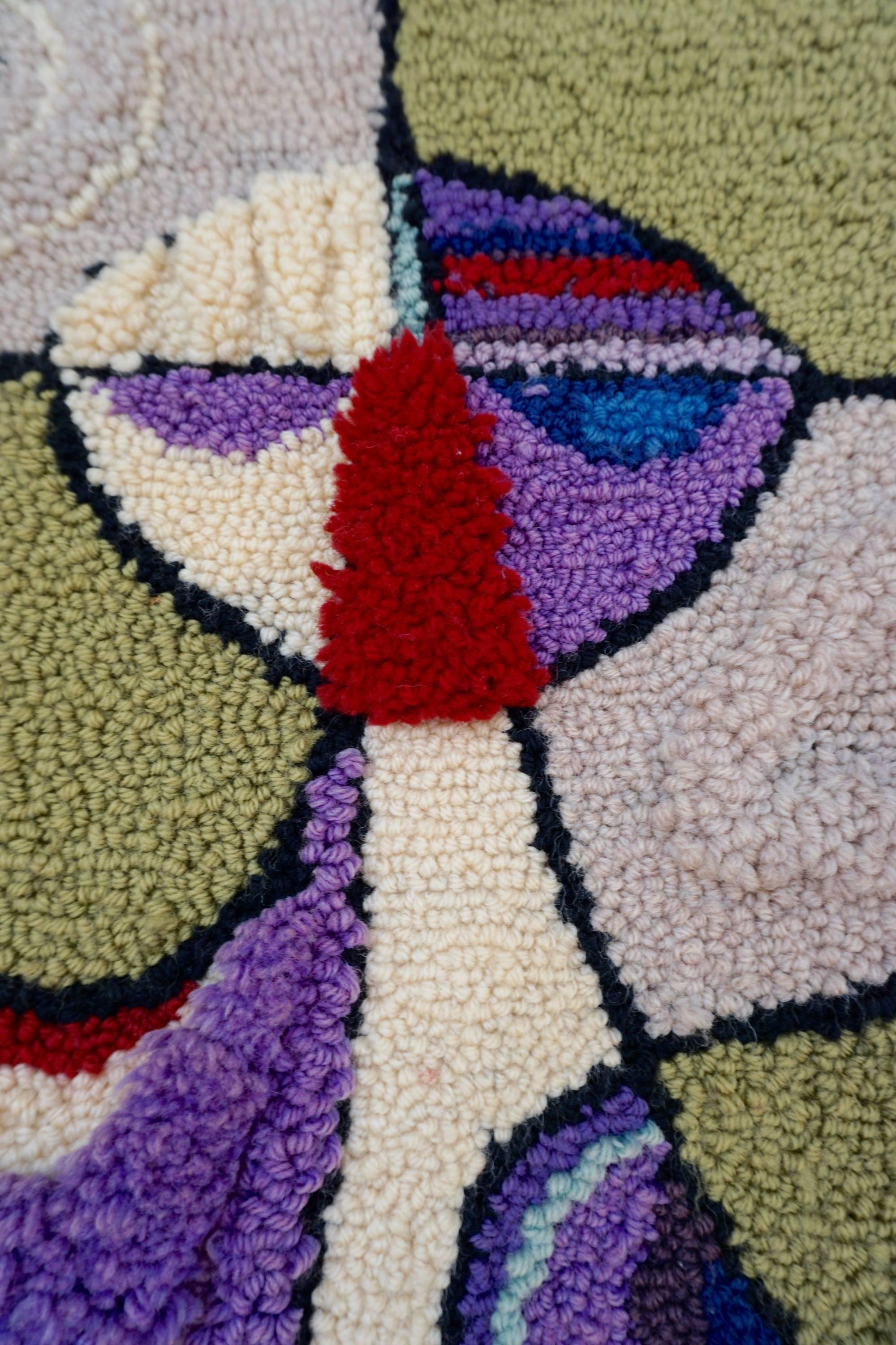 Hinz is most noted for the tapestries he was commissioned by Hugh Hefner to do in the 1960s for the Playboy Clubs around the USA. This one was most likely done in his workshop by one of his proteges and is signed "R".
One corner of the