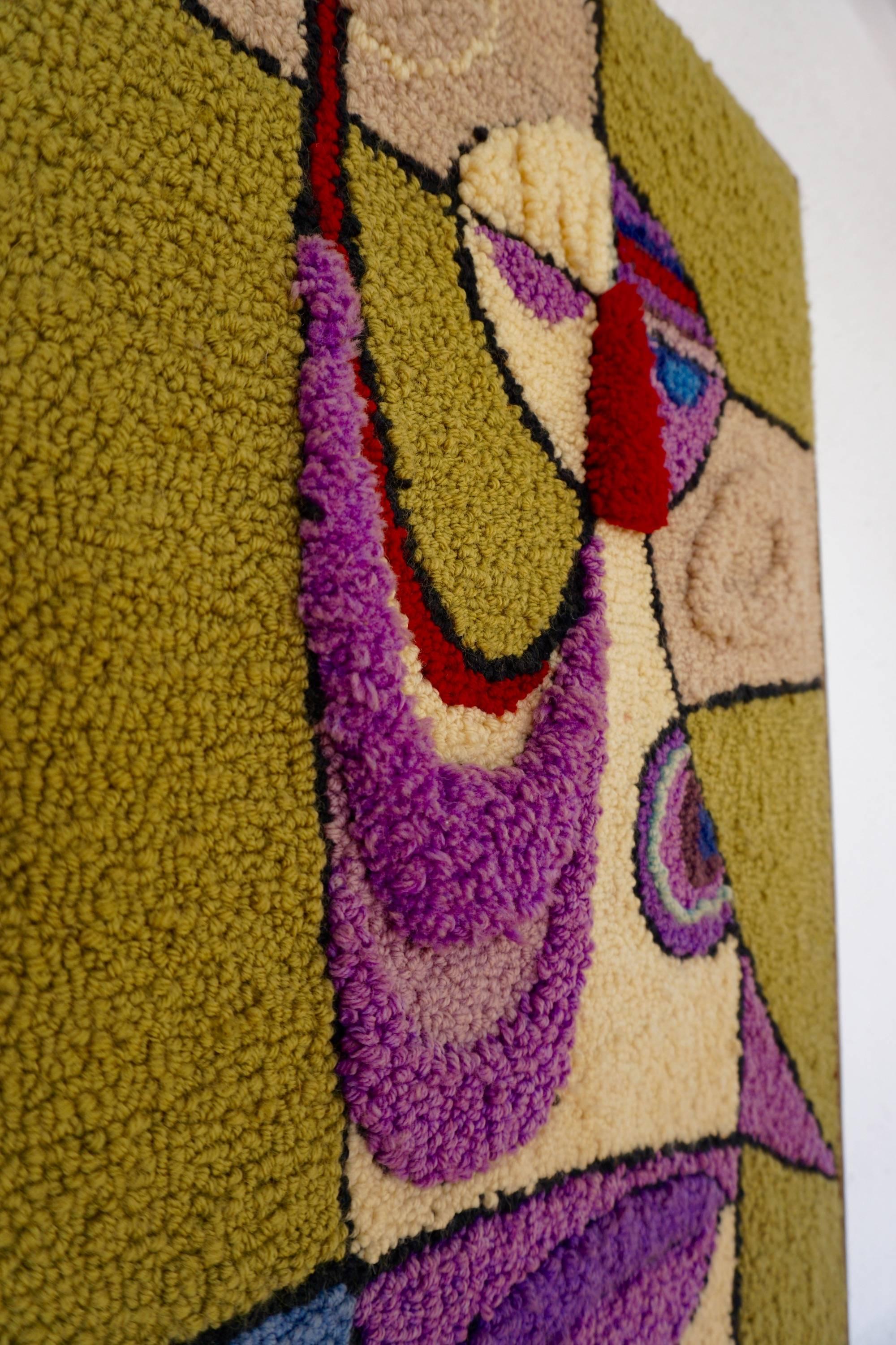 Mid-Century Modern Hand-Hooked Tapestry Attributed to Bill Hinz