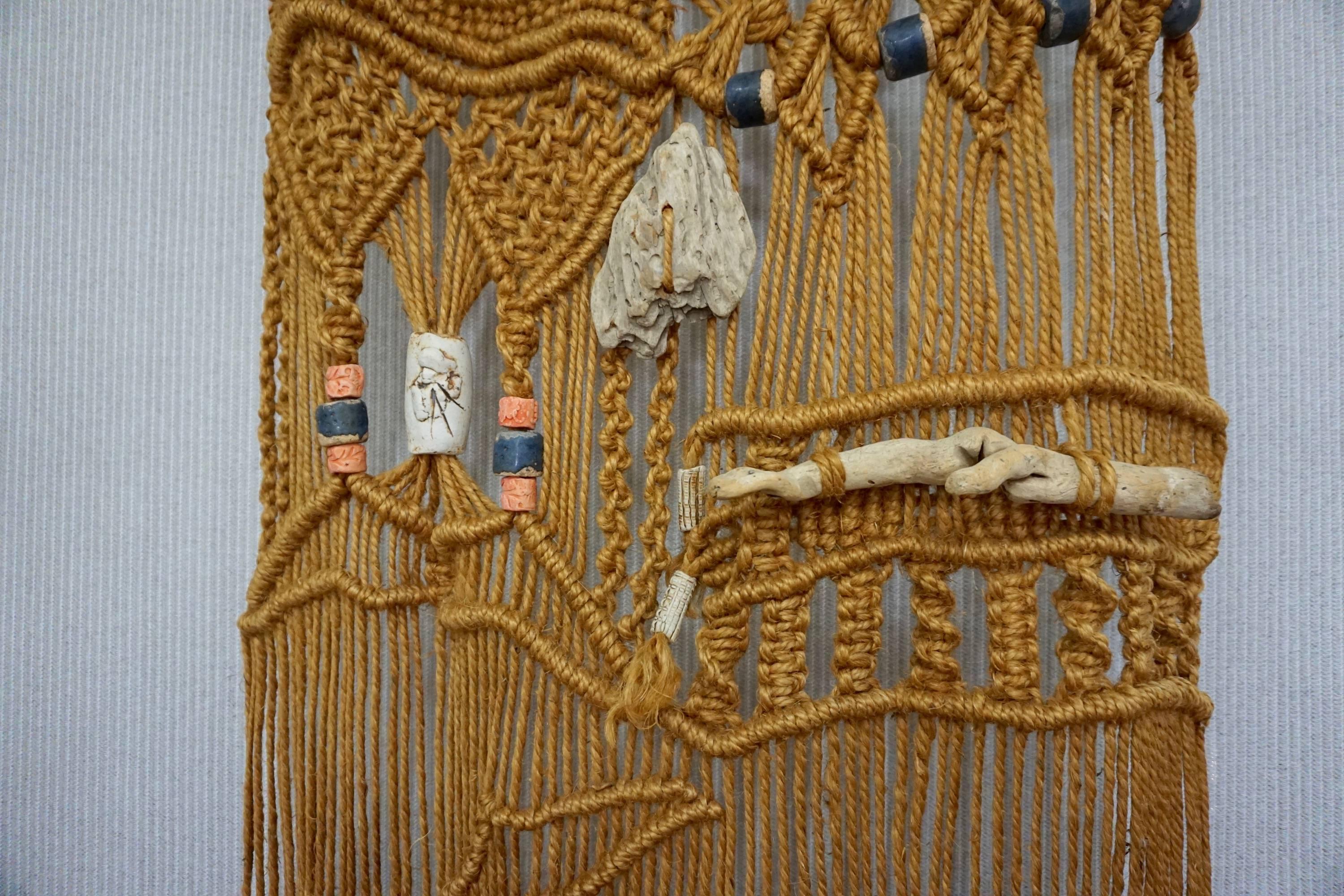 Mid-20th Century 1960s Hippie Macrame Tapestry