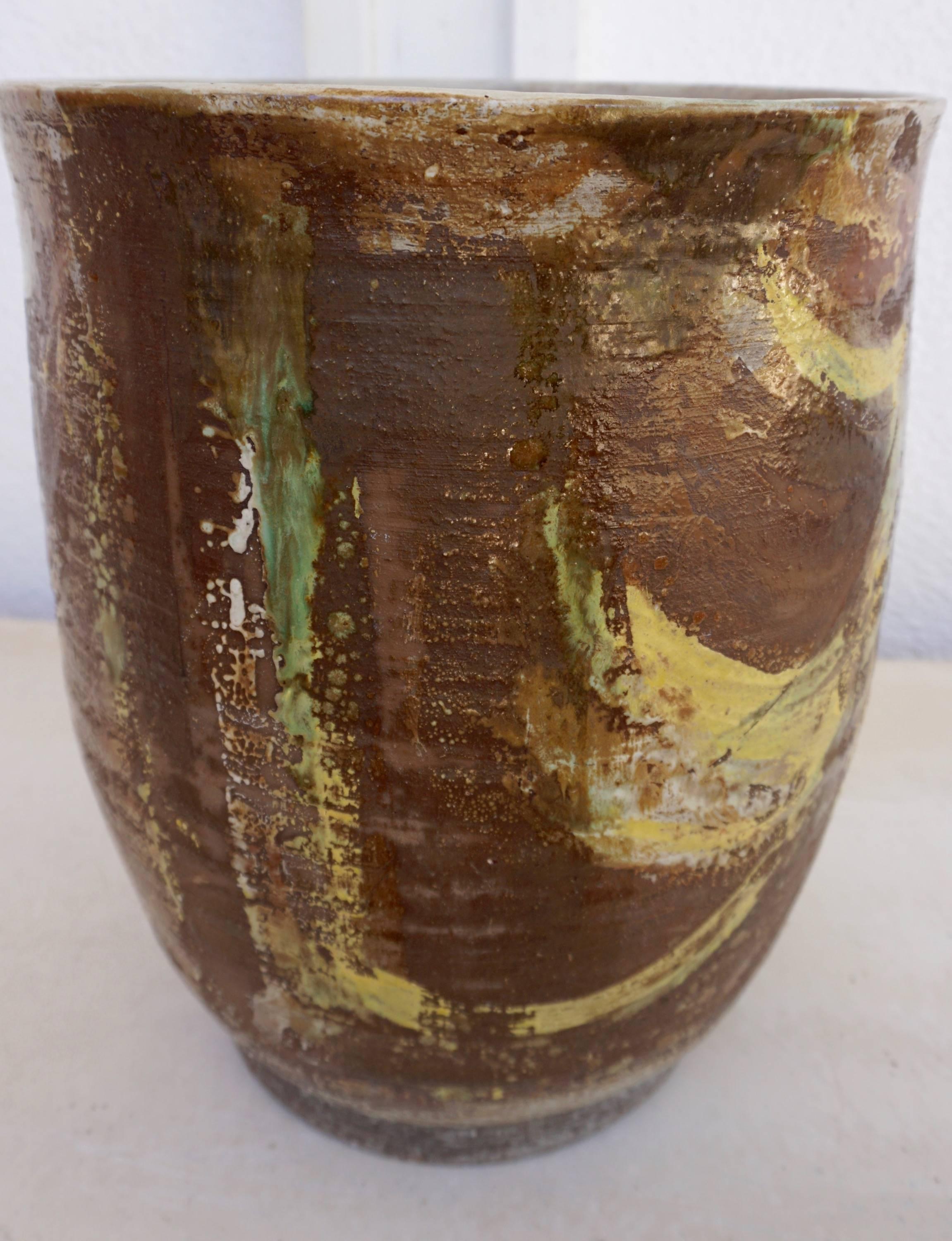 Mid-20th Century Abstract Glazed Ceramic Vessel by Stan Bitters