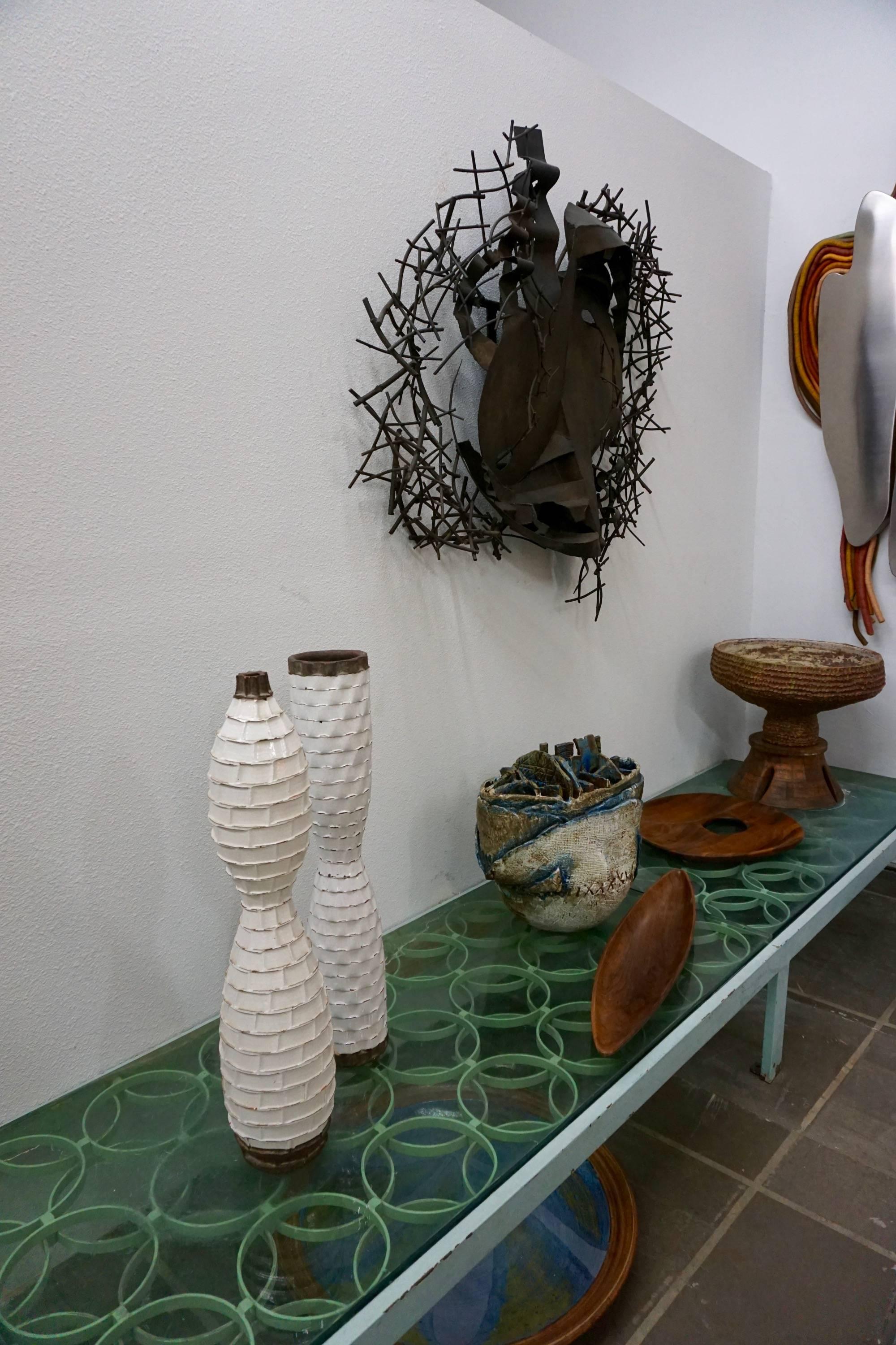 Clay Pair of Glazed Ceramic Vessels