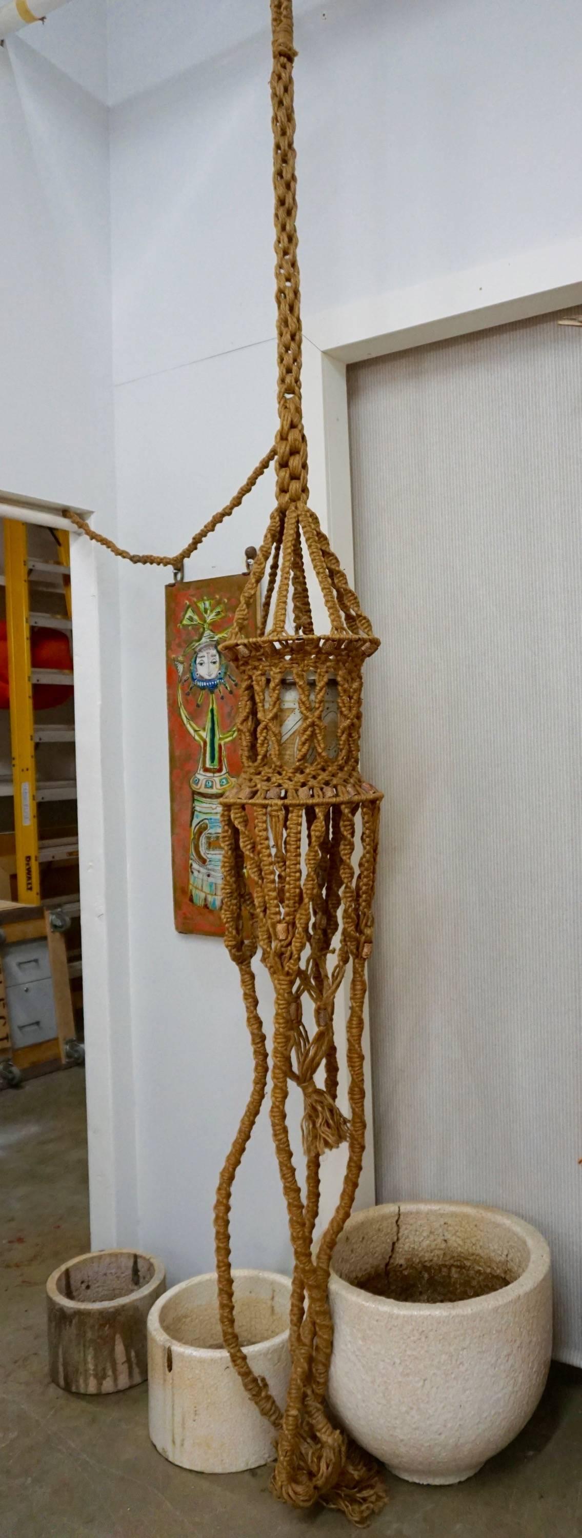 1960s Macrame Hanging Lamp 3