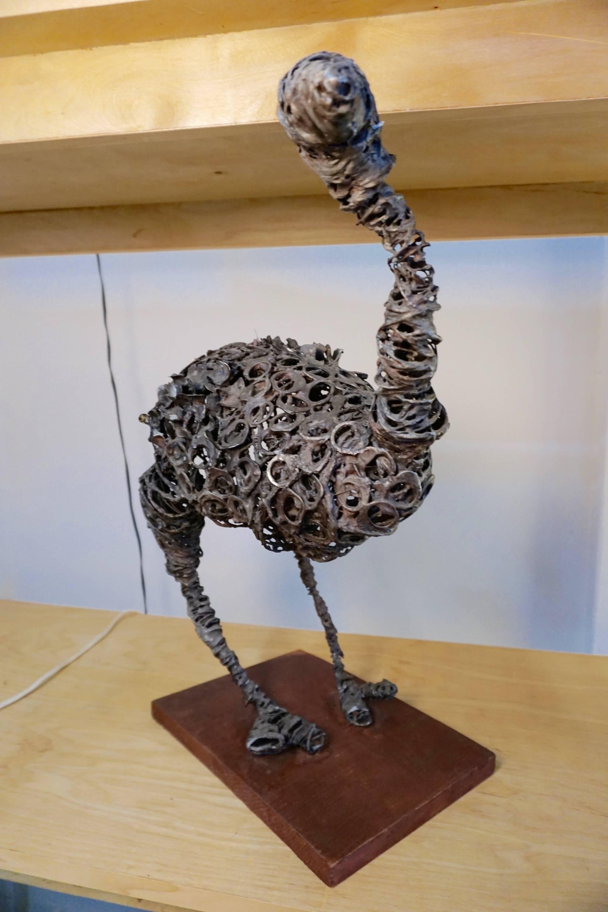 Interesting animal sculpture made out of pop tops from soda or beer cans.
Outsider or stoner art.