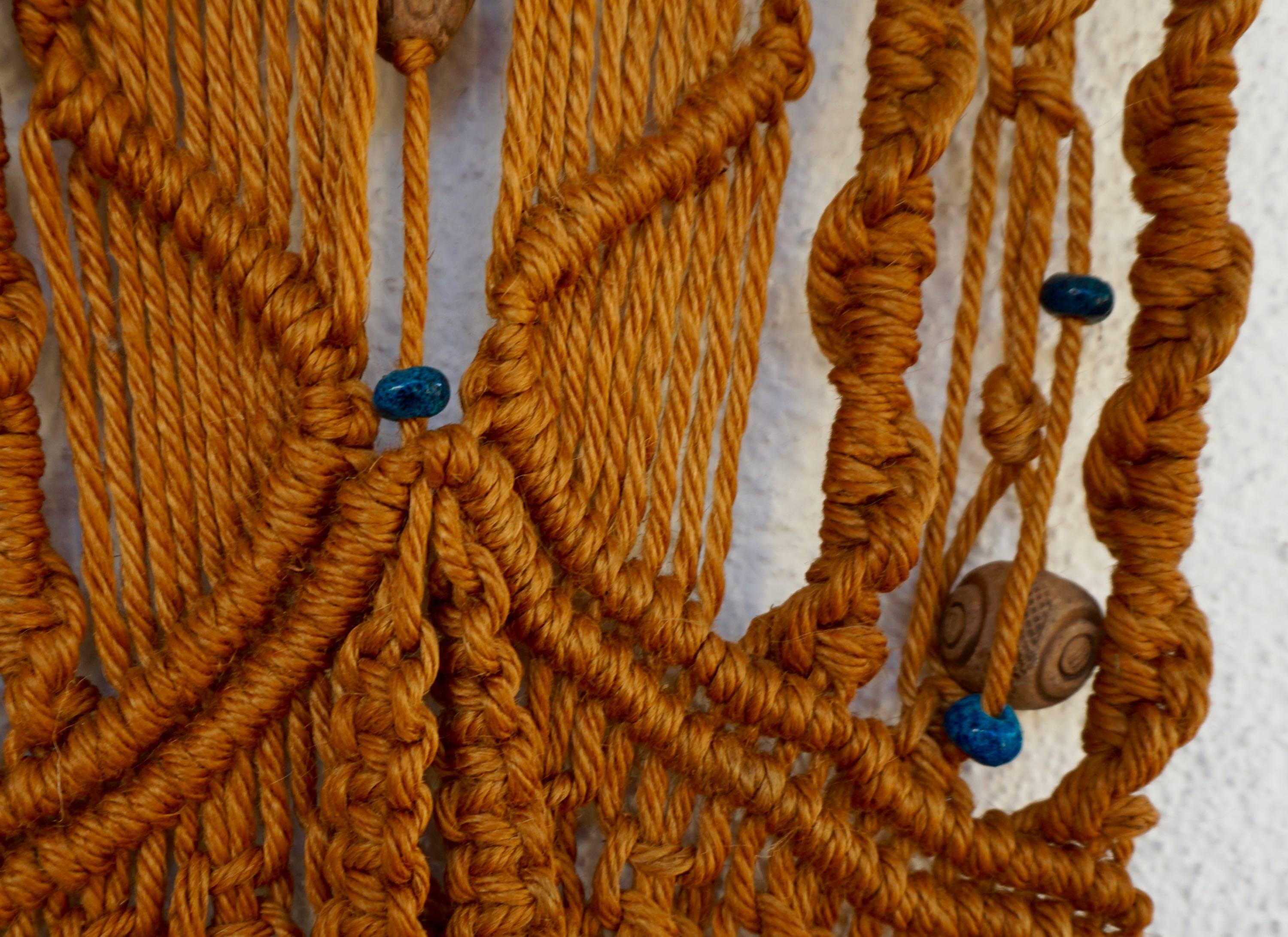 1960s Jute Macrame Wall Hanging Tapestry In Excellent Condition In Cathedral City, CA