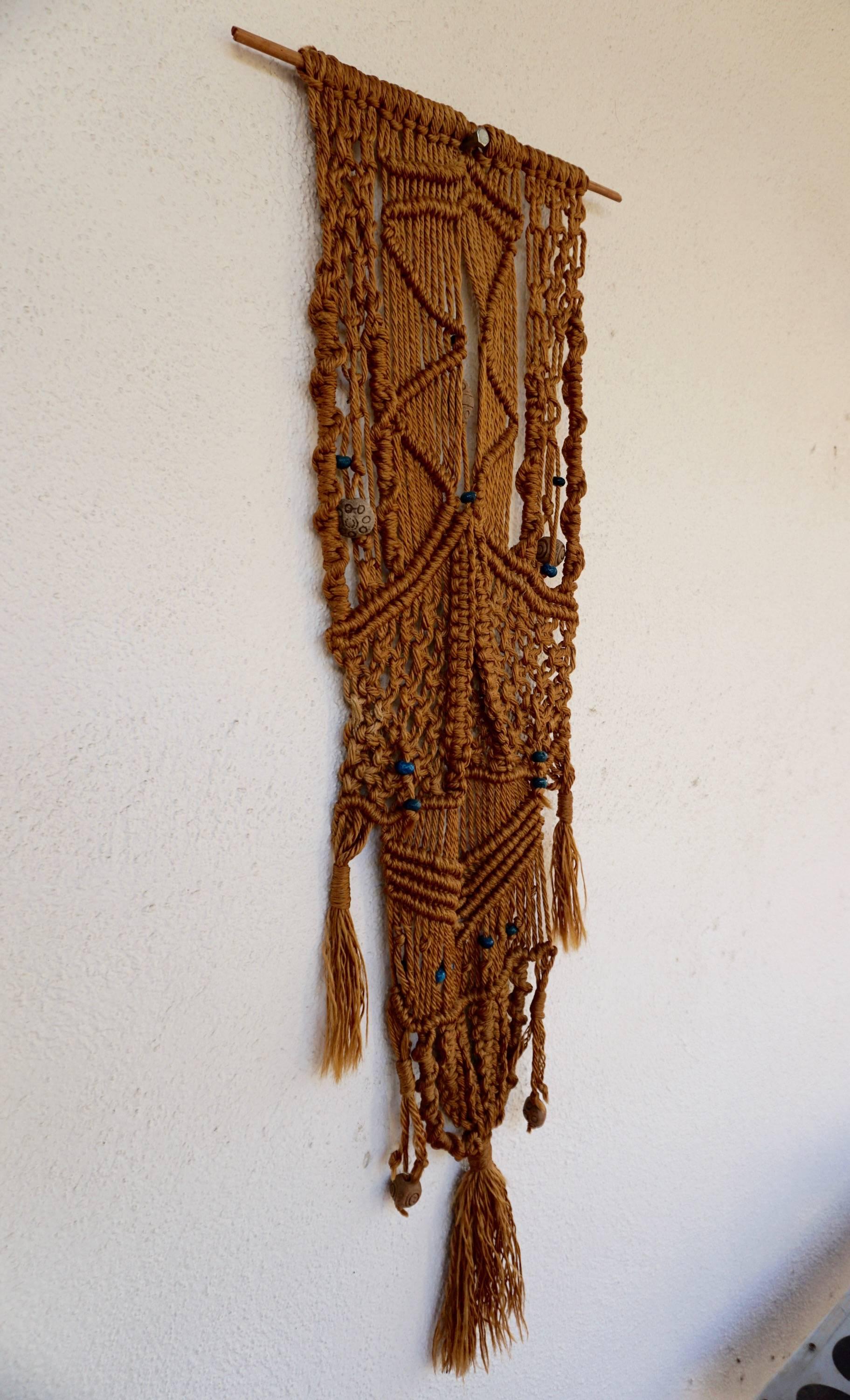 Mid-20th Century 1960s Jute Macrame Wall Hanging Tapestry