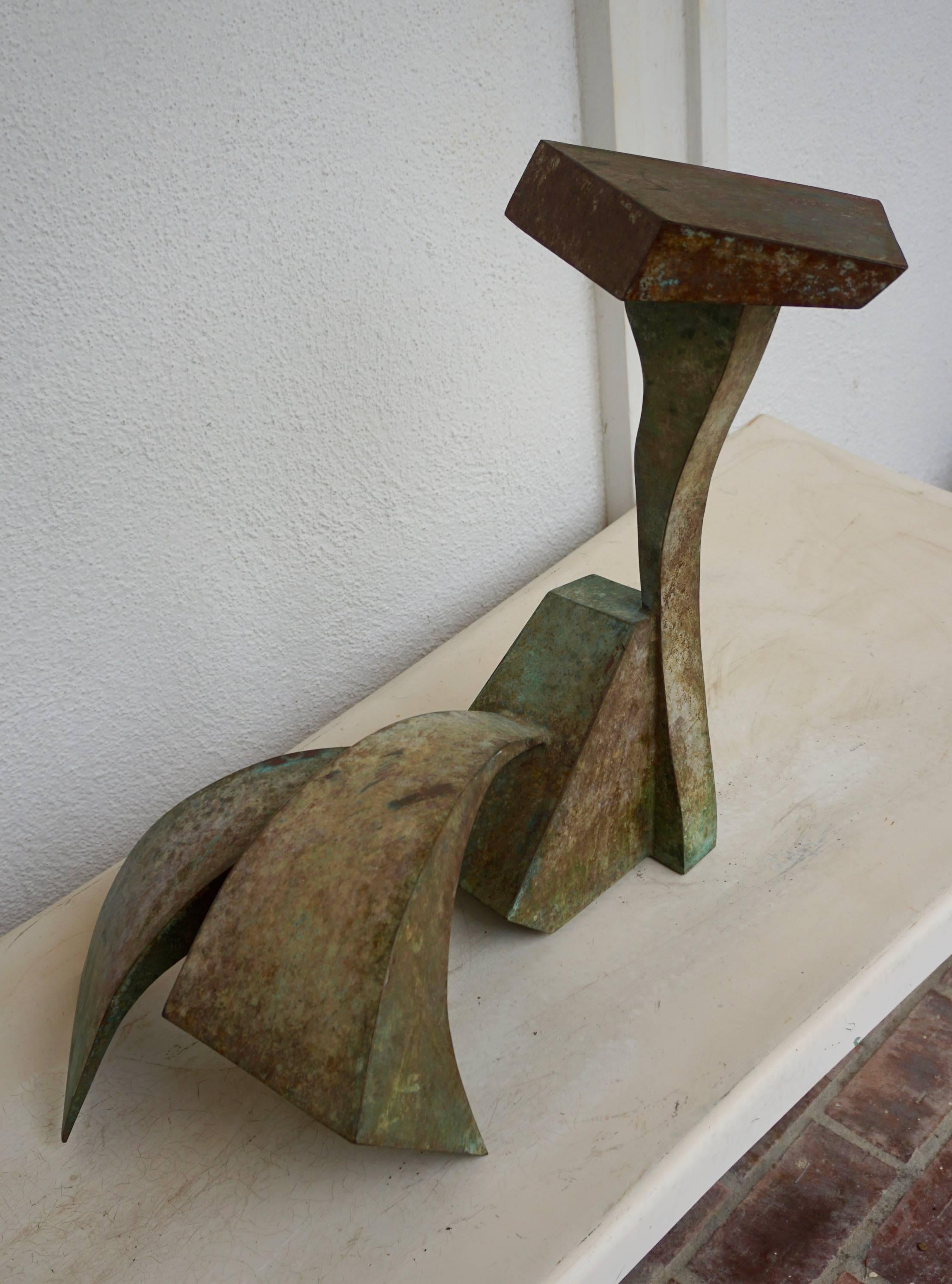 Mid-Century Modern Patinated Abstract Metal Sculpture