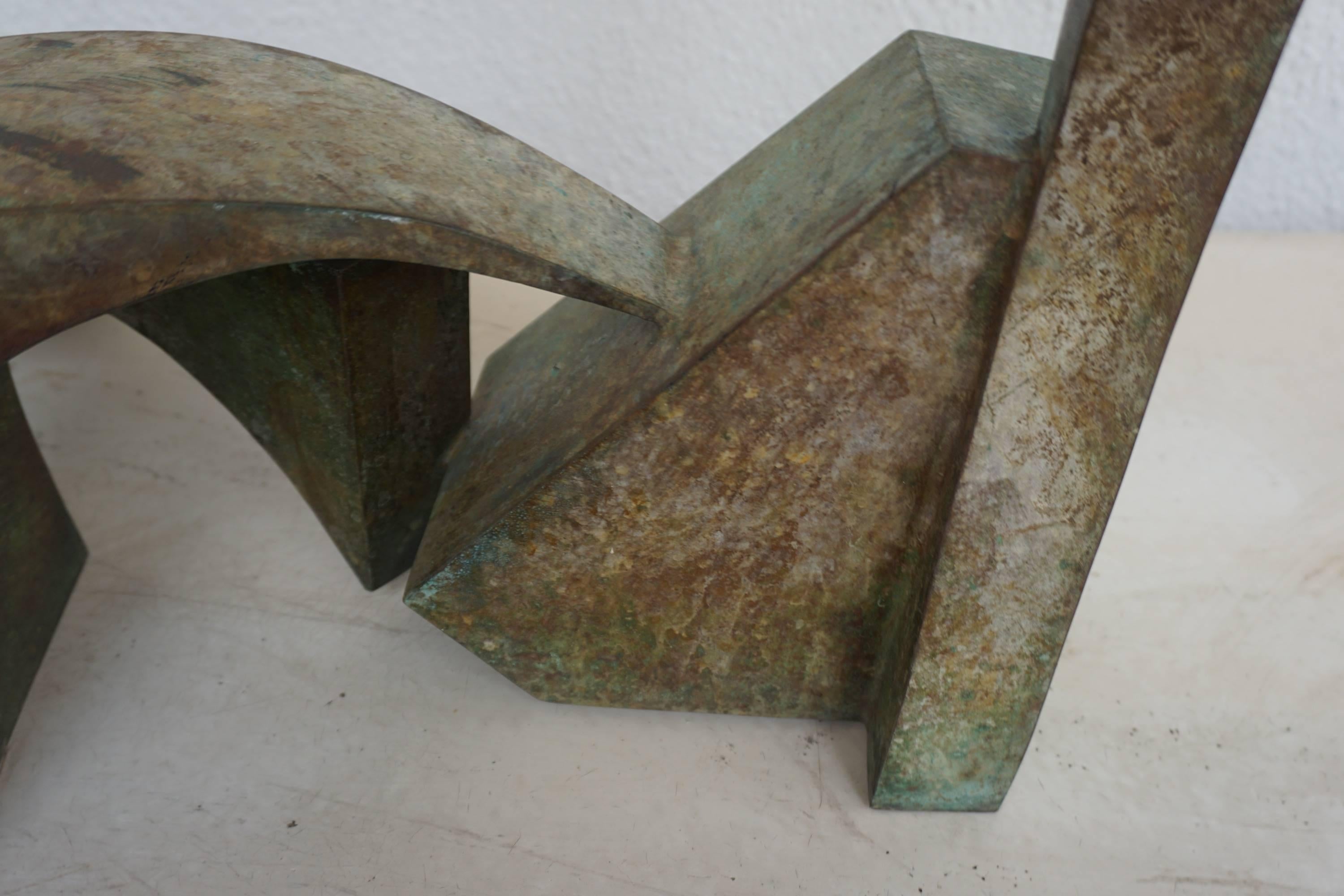 Patinated Abstract Metal Sculpture In Excellent Condition In Cathedral City, CA