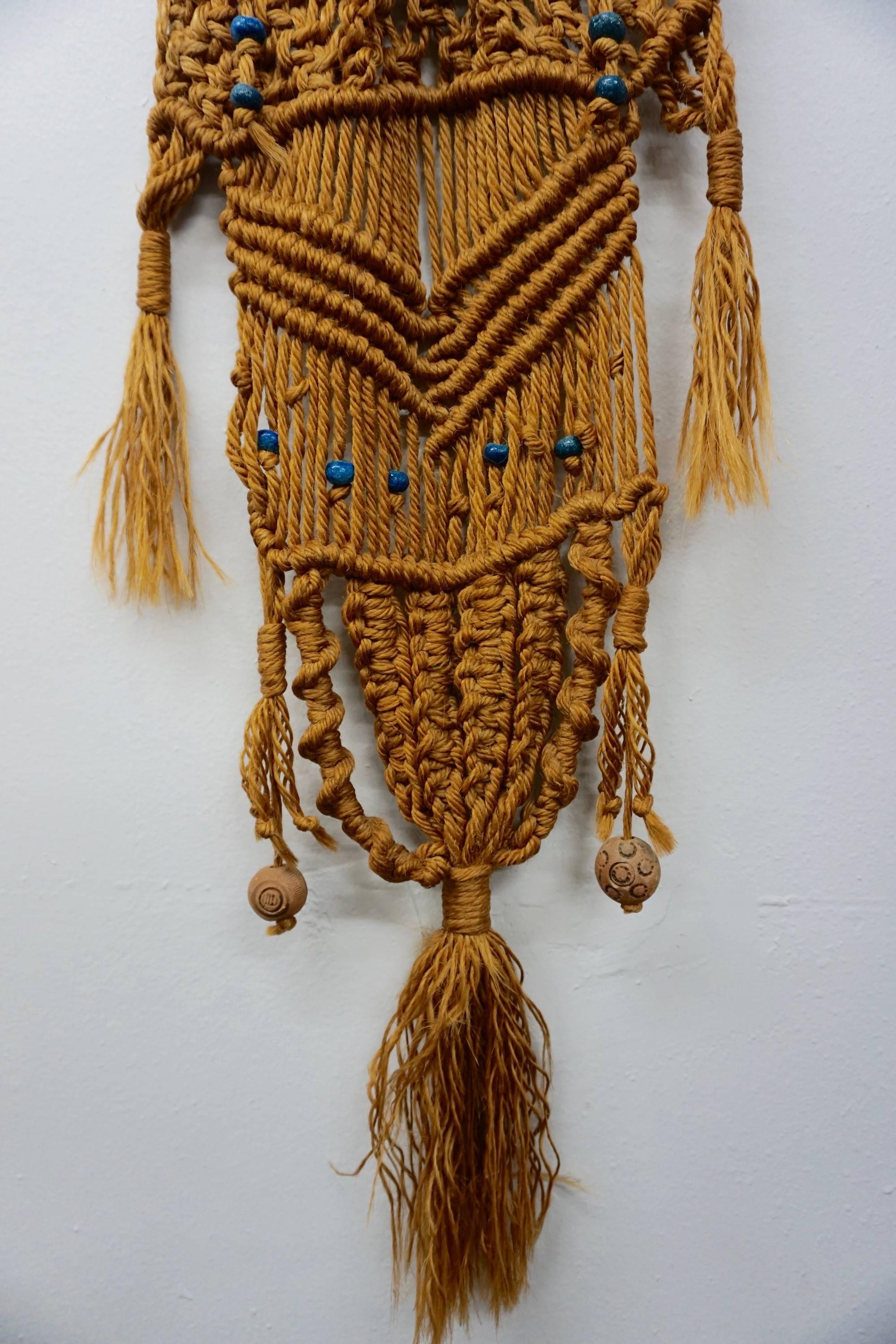 1960s Hippie Wall Hanging Macrame In Excellent Condition In Cathedral City, CA