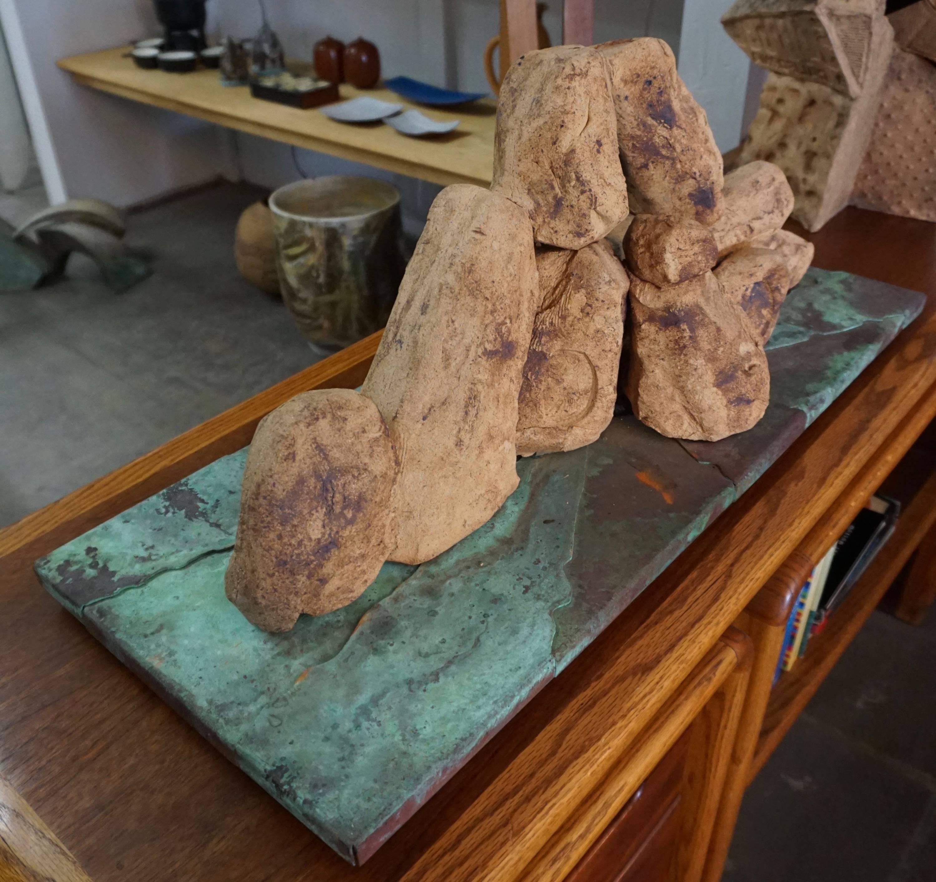 Handcrafted Ceramic Rock Sculpture In Excellent Condition In Cathedral City, CA