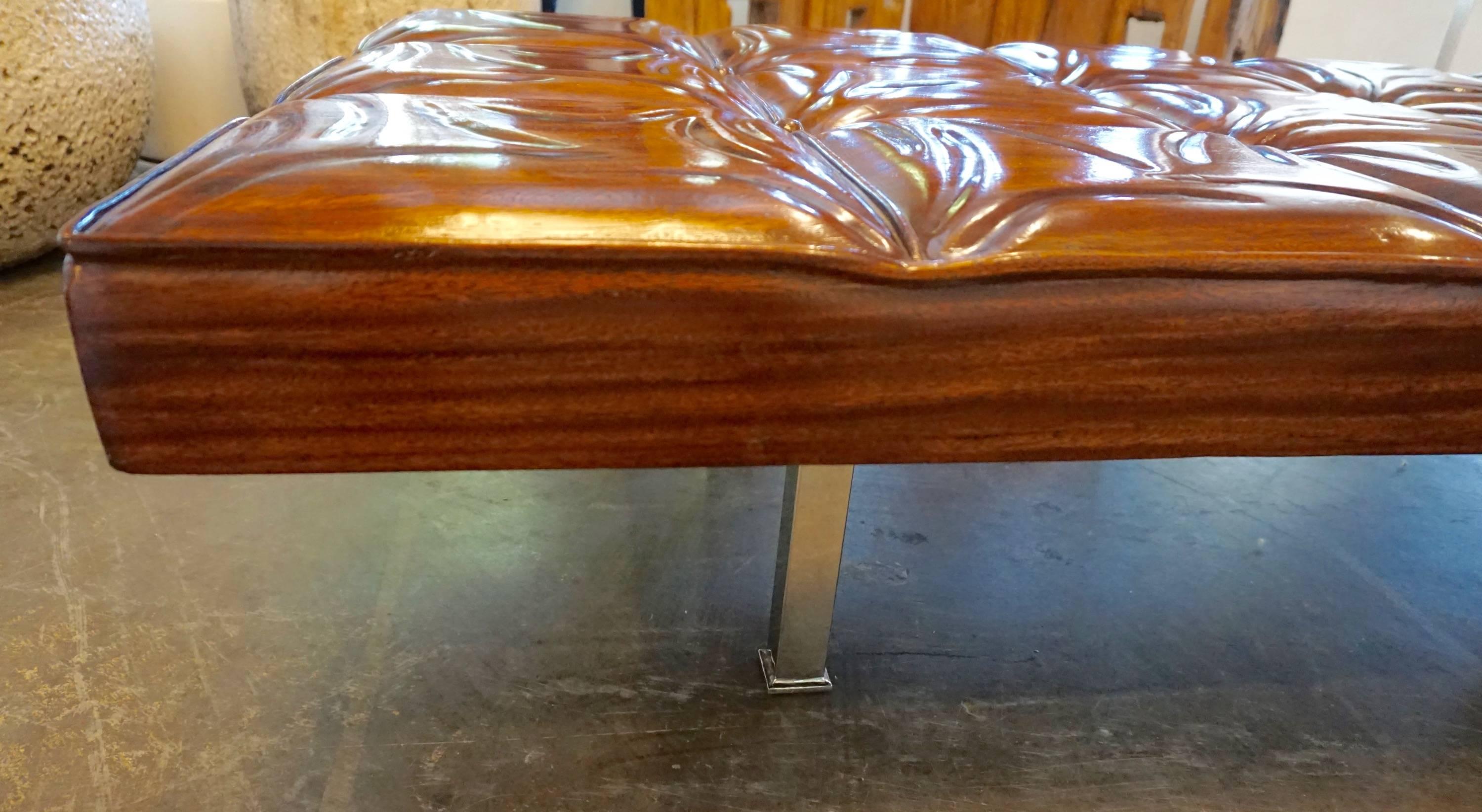 Unique Handcrafted Mahogany Bench In Excellent Condition For Sale In Cathedral City, CA