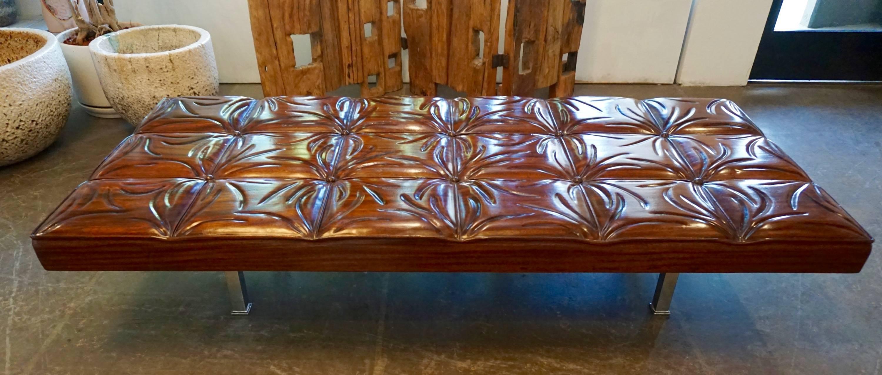 Unique Handcrafted Mahogany Bench For Sale 2
