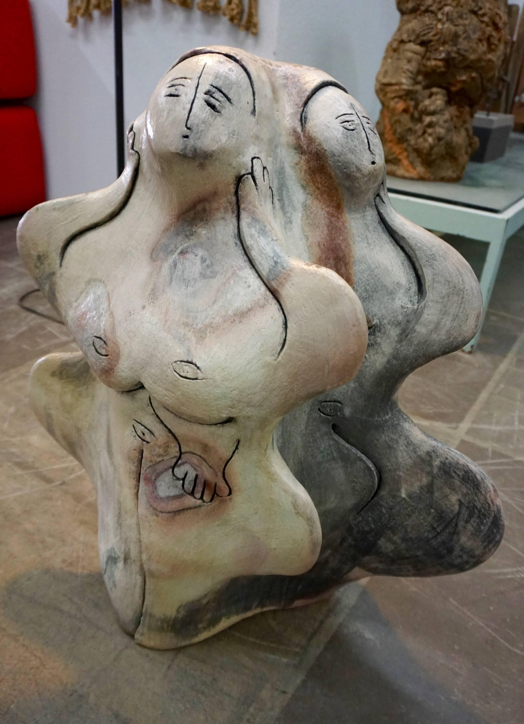 Mid-20th Century Ceramic Sculpture of Nude Women