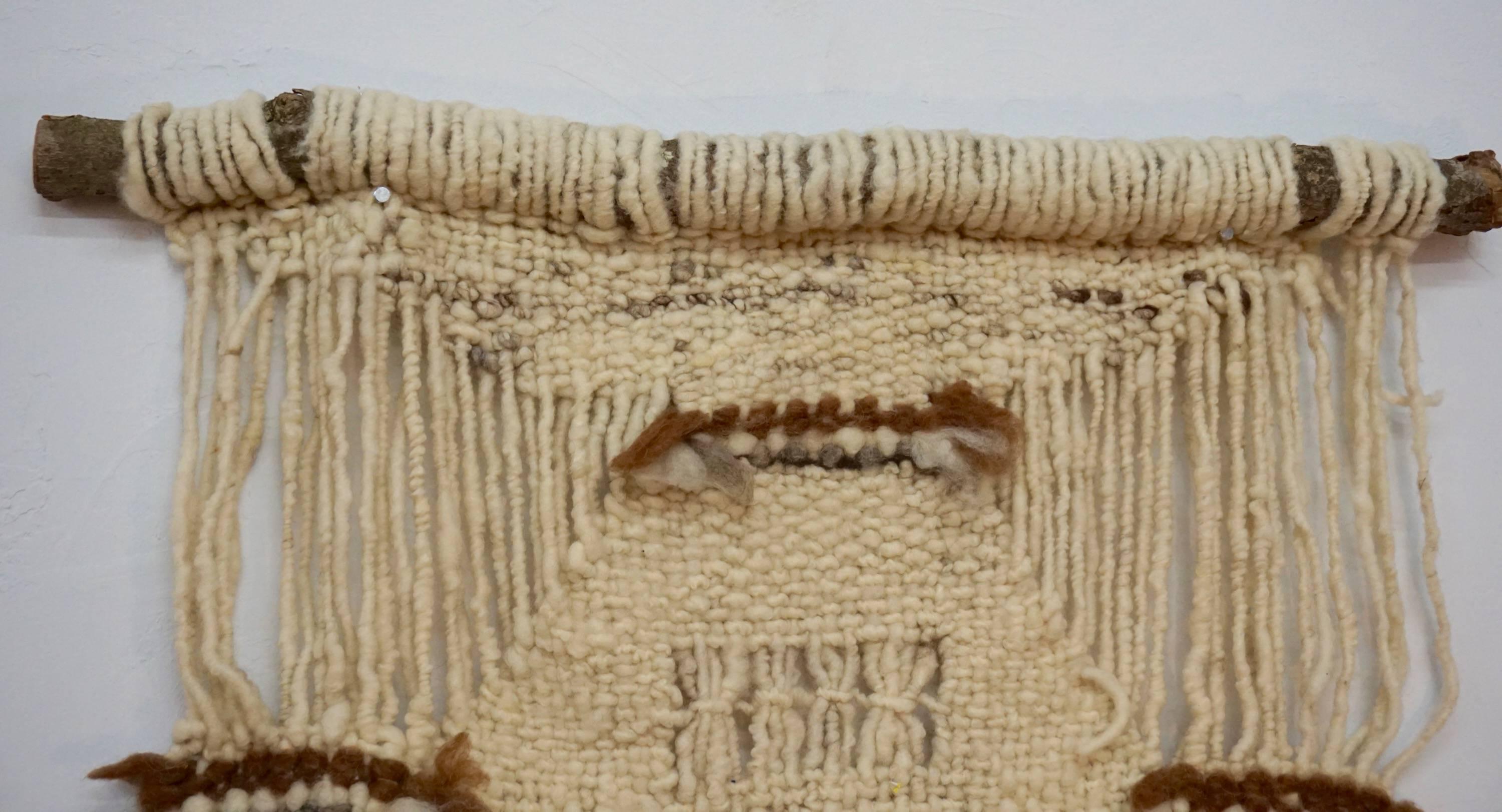 Mid-Century Modern 1960s Natural Yarn Weaving/Tapestry