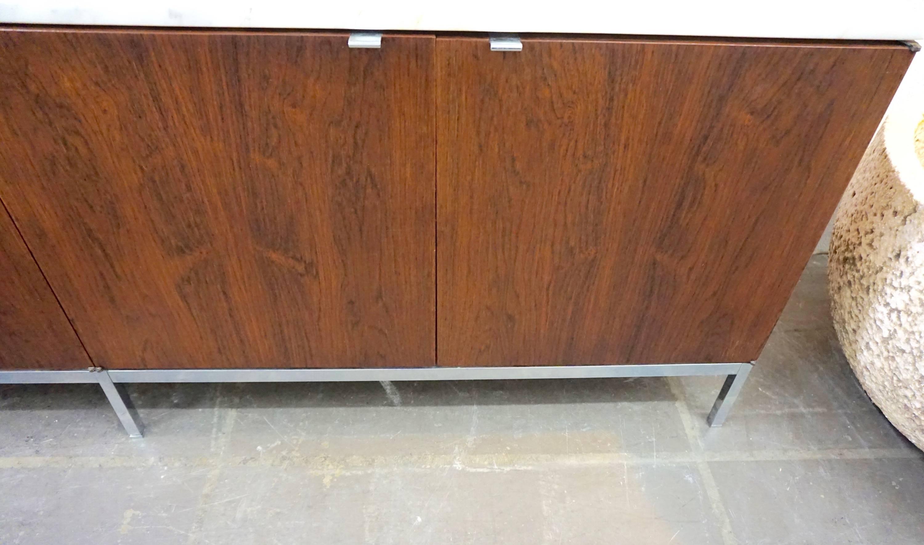 Mid-Century Modern Knoll Rosewood Credenza with Marble Top