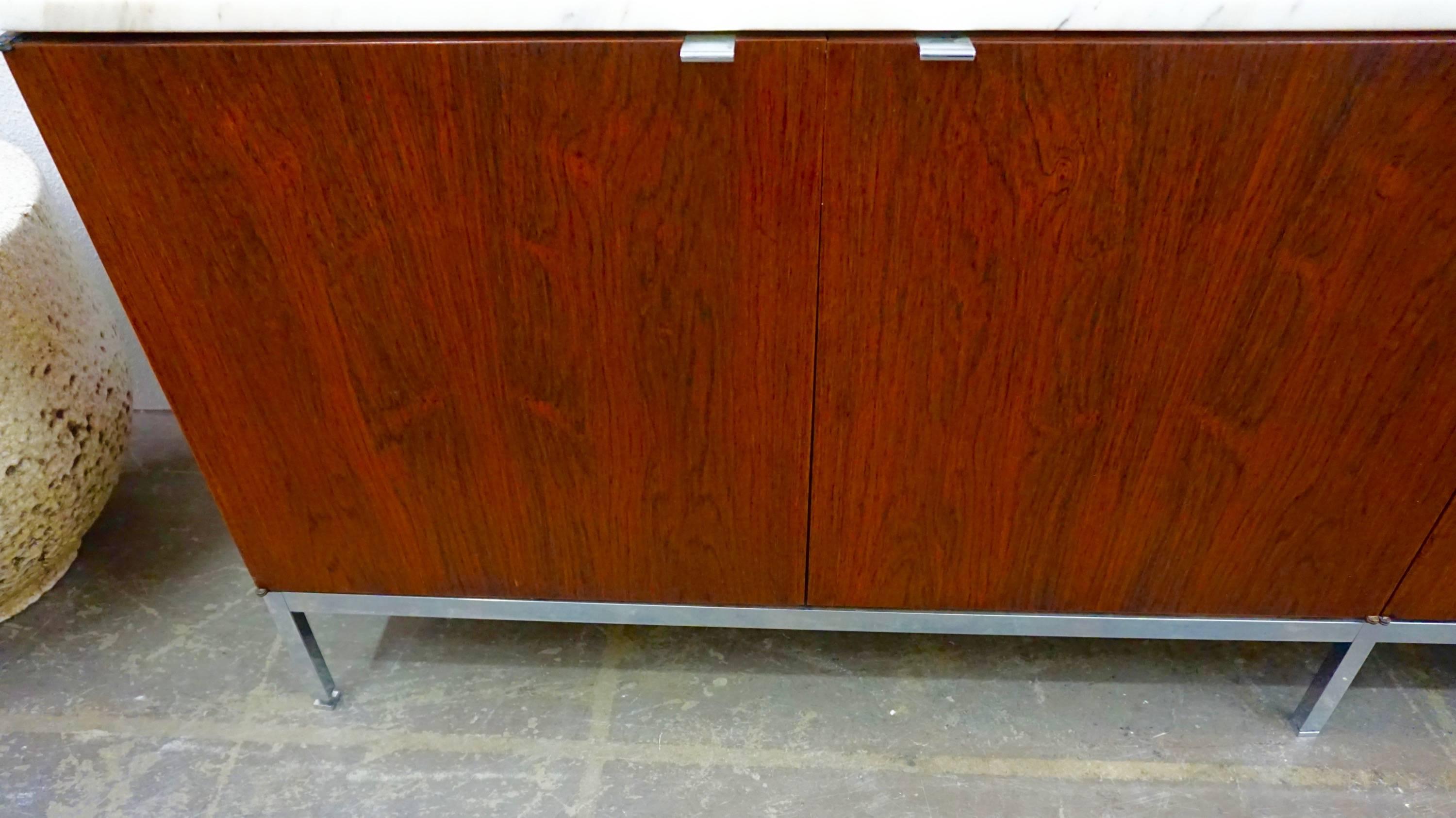 Mid-20th Century Knoll Rosewood Credenza with Marble Top