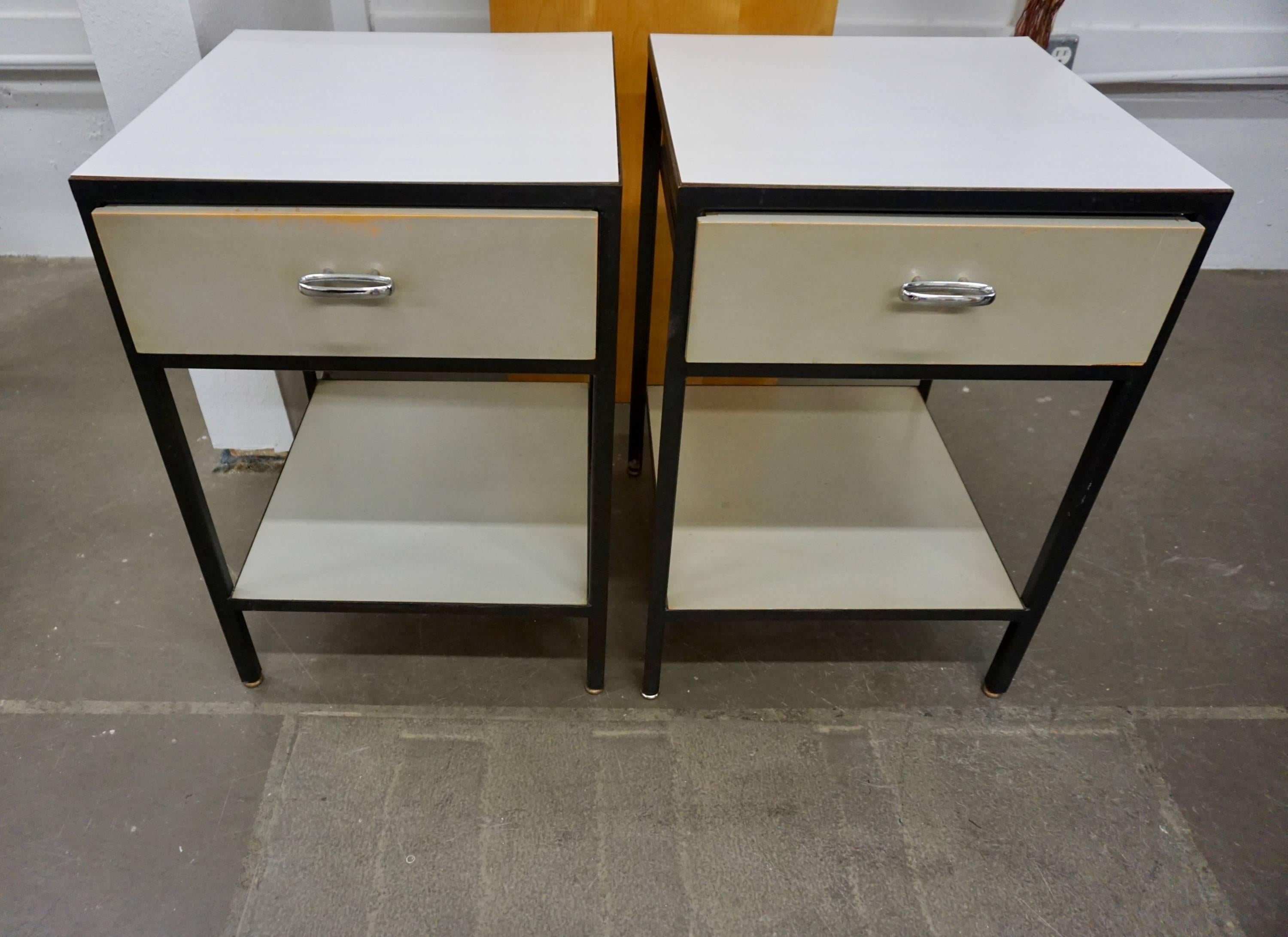 Pair of George Nelson Steel Frame Nightstands 1