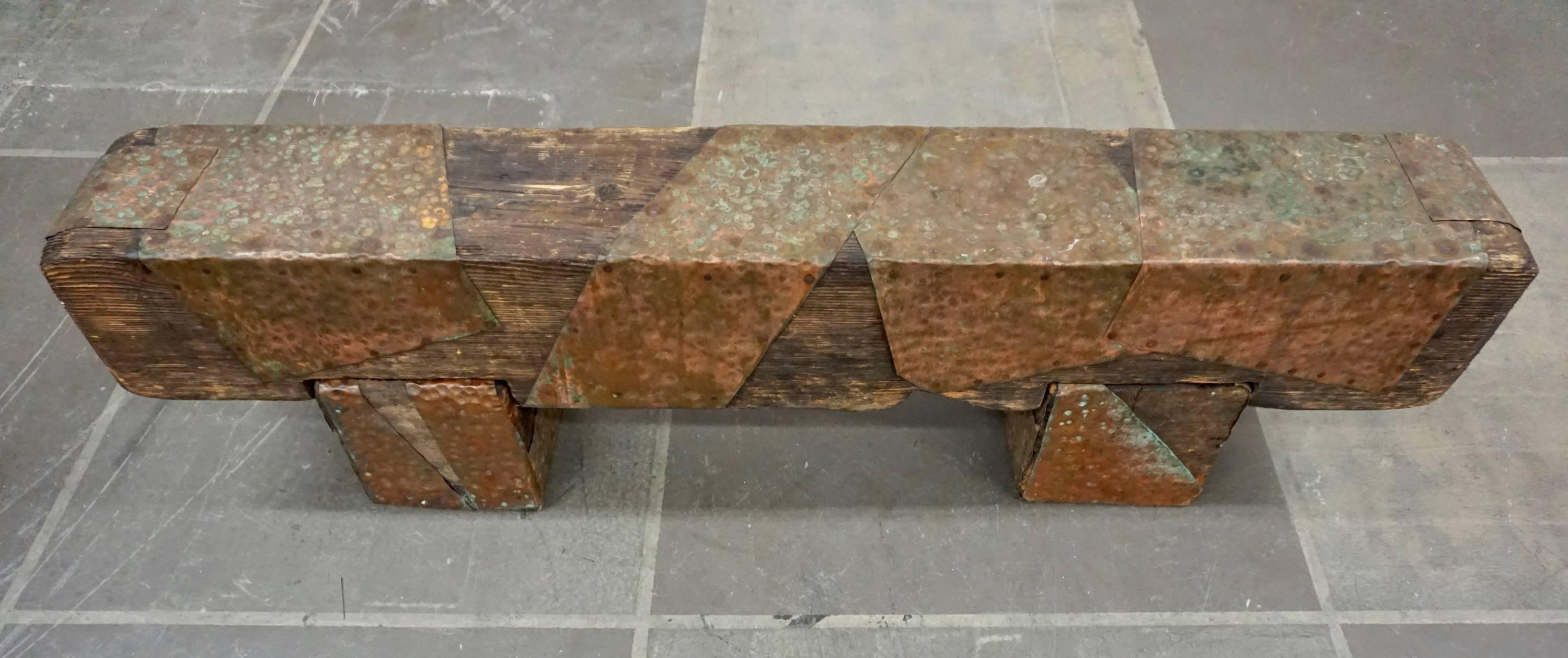 Pair of Brutalist Wood Benches In Excellent Condition In Cathedral City, CA