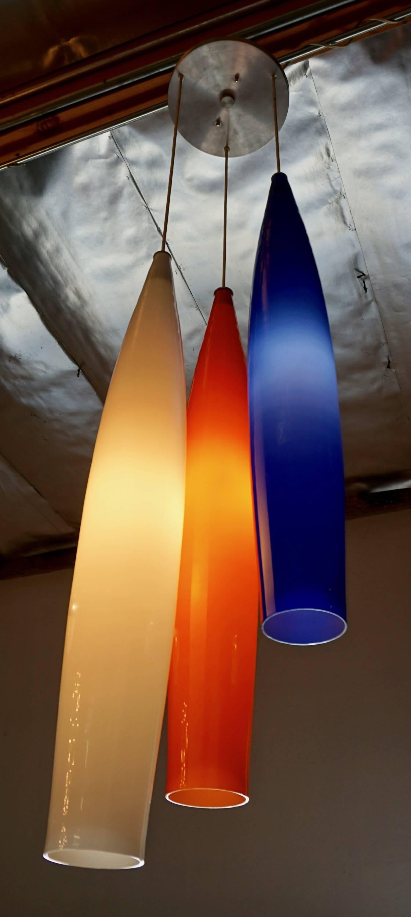 Mid-20th Century Glass Pendant Lamp by Vistosi For Sale