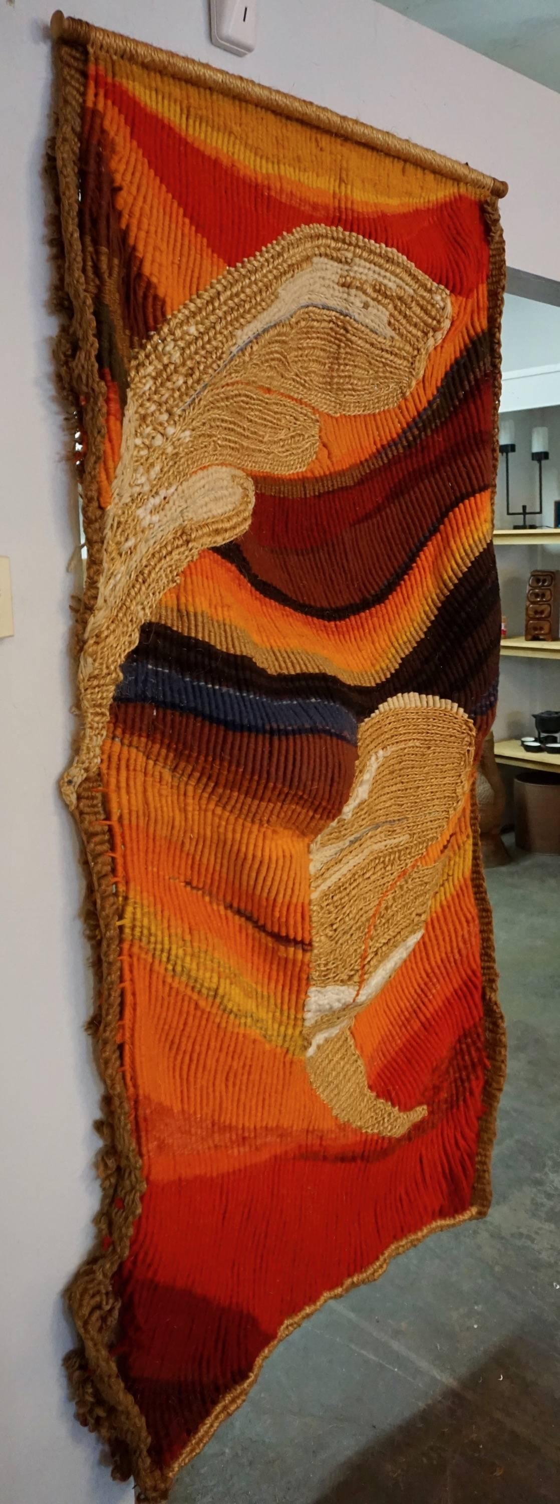 Mid-Century Modern Colorful Handwoven, 1960s Tapestry