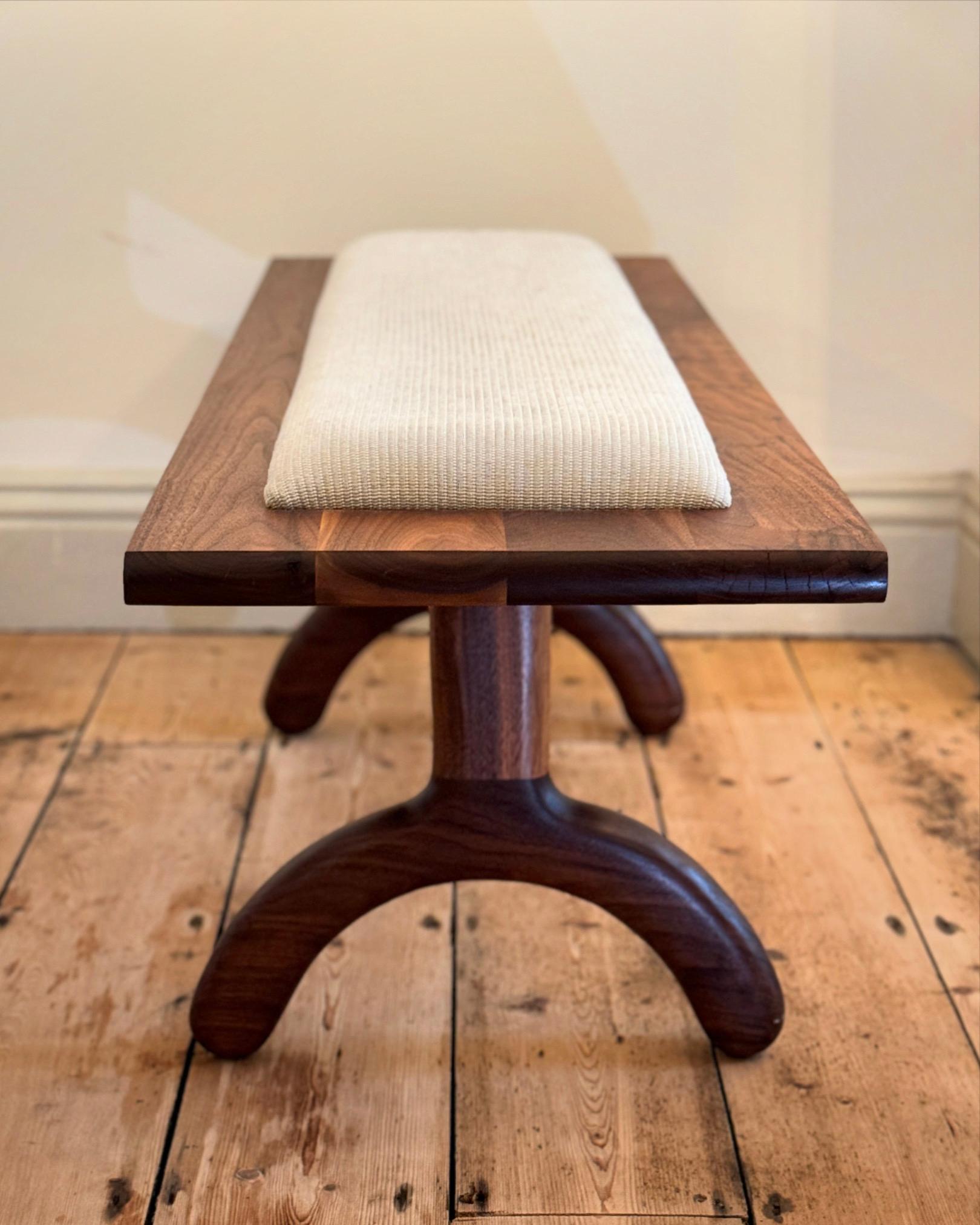 Sunday Bench Walnut and Boucle For Sale 1
