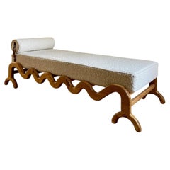Custom Oak & Cream Bouclé Daybed by Fosfeen Handcrafted, Made to Order