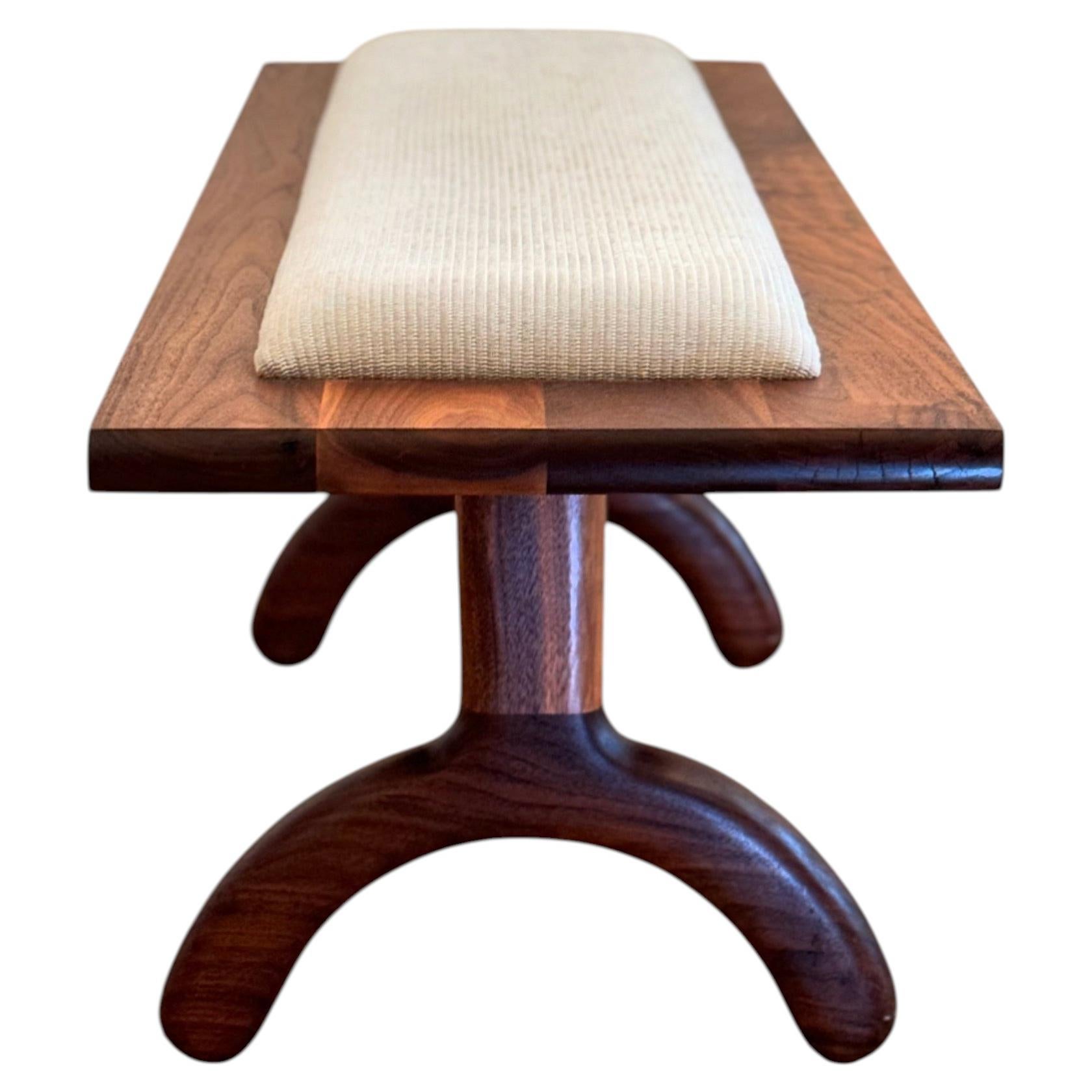 Alexander and Jones Sunday Bench in Walnut & Tatami by Larsen Linen Handcrafted