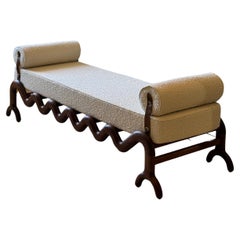 Custom Walnut & Bouclé Daybed by Fosfeen Handcrafted, Made to Order (Wide)