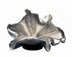 Metallic Silver Leaf Hand Molded Concrete Flora Sculpture by Birgit Piskor