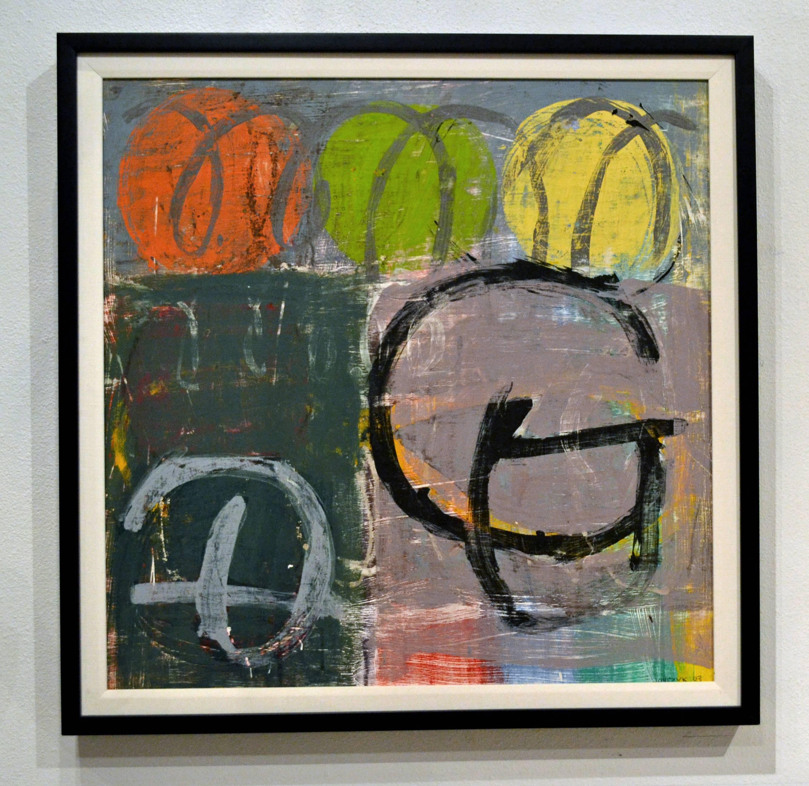 Mid-Century Modern Three Exceptional Abstract Paintings by Jeff Jonczyk