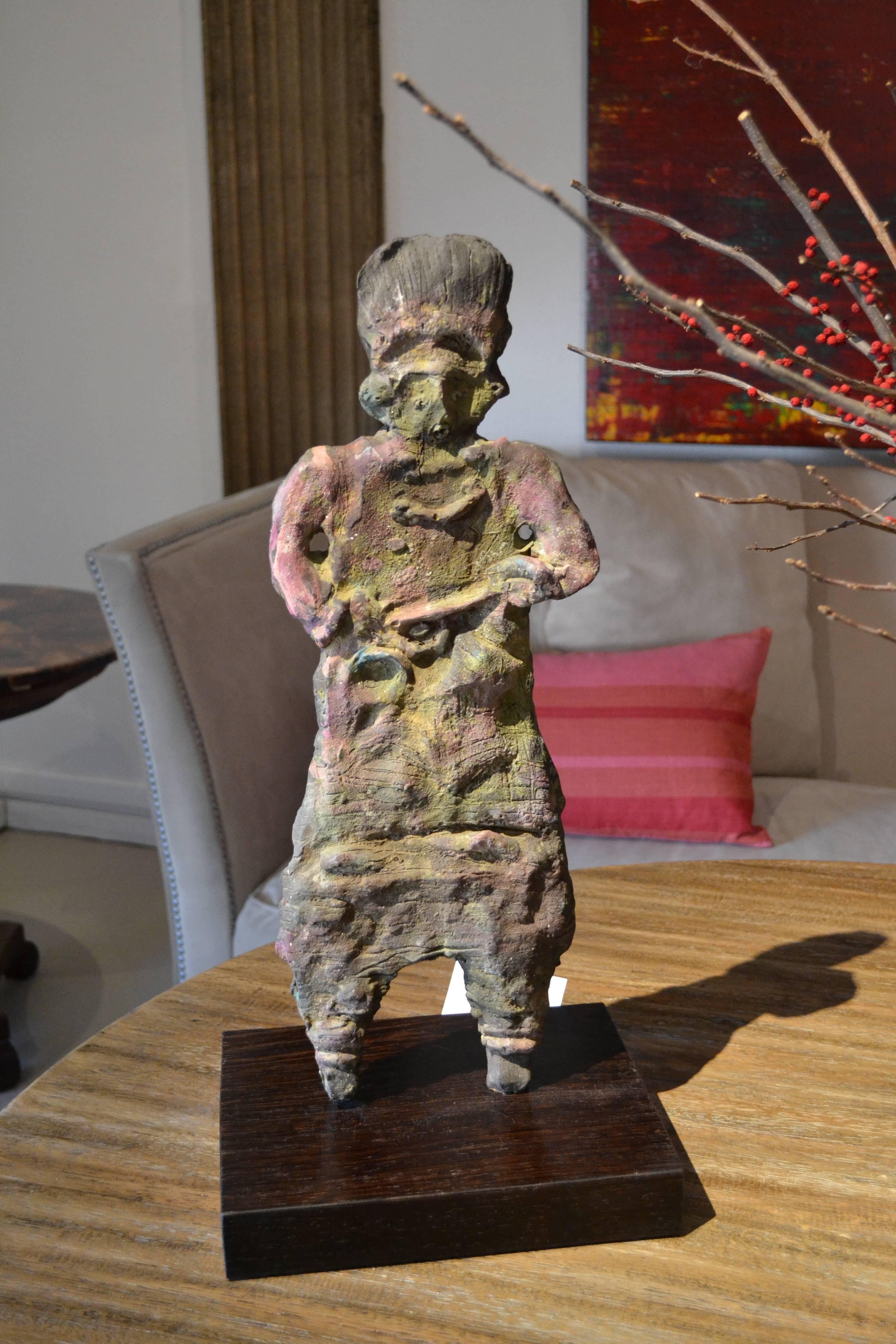 Carved Vintage Bronze Expressionist Figurative Sculpture 