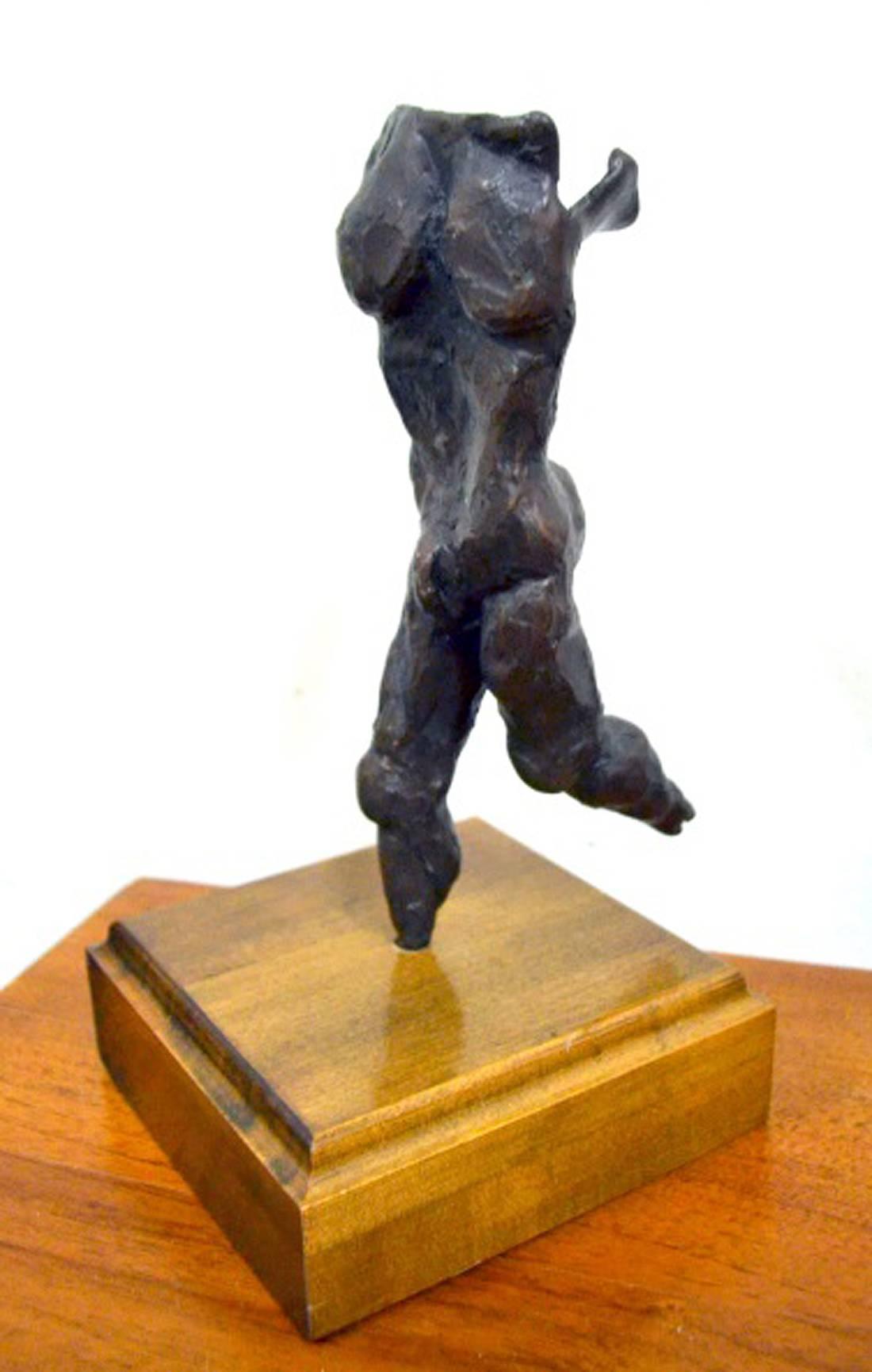 This handsome bronze sculpture is by retired Chicago doctor Harold Kaplan (b. 1912). The sculpture is mounted to a wood base. It is a beautiful piece for display on a table or perhaps on a mantel.