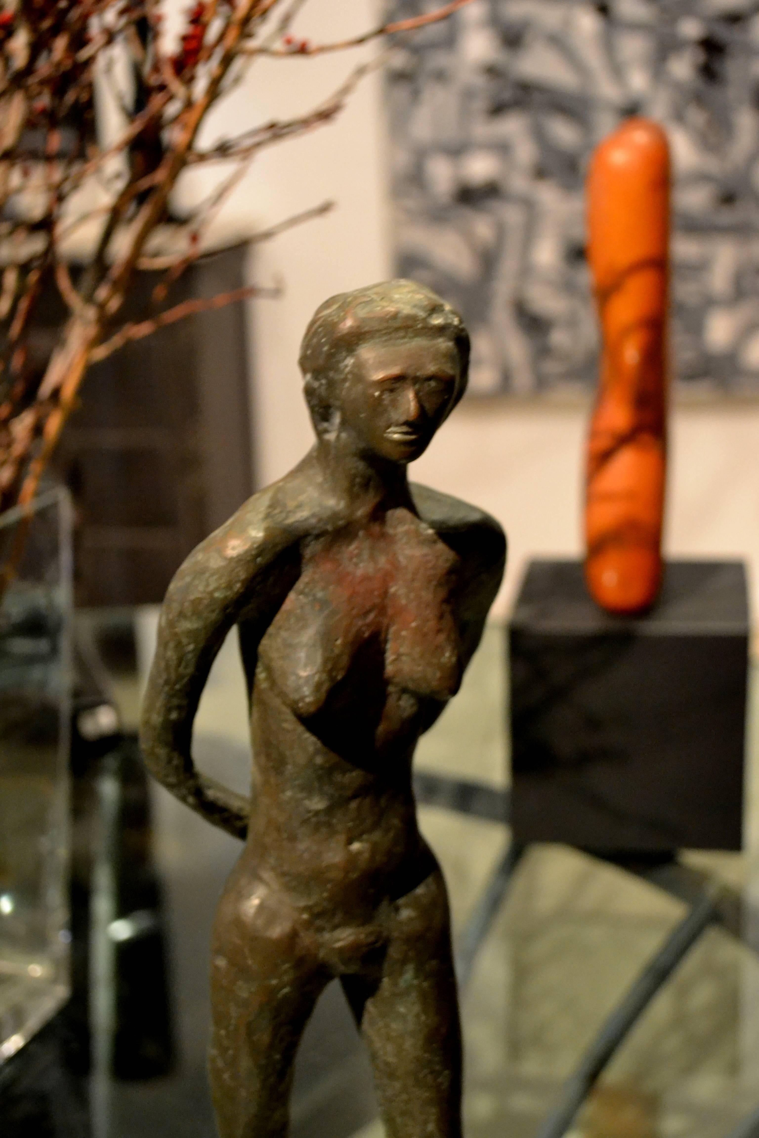 Cast Vintage Bronze Sculpture of a Female Nude For Sale