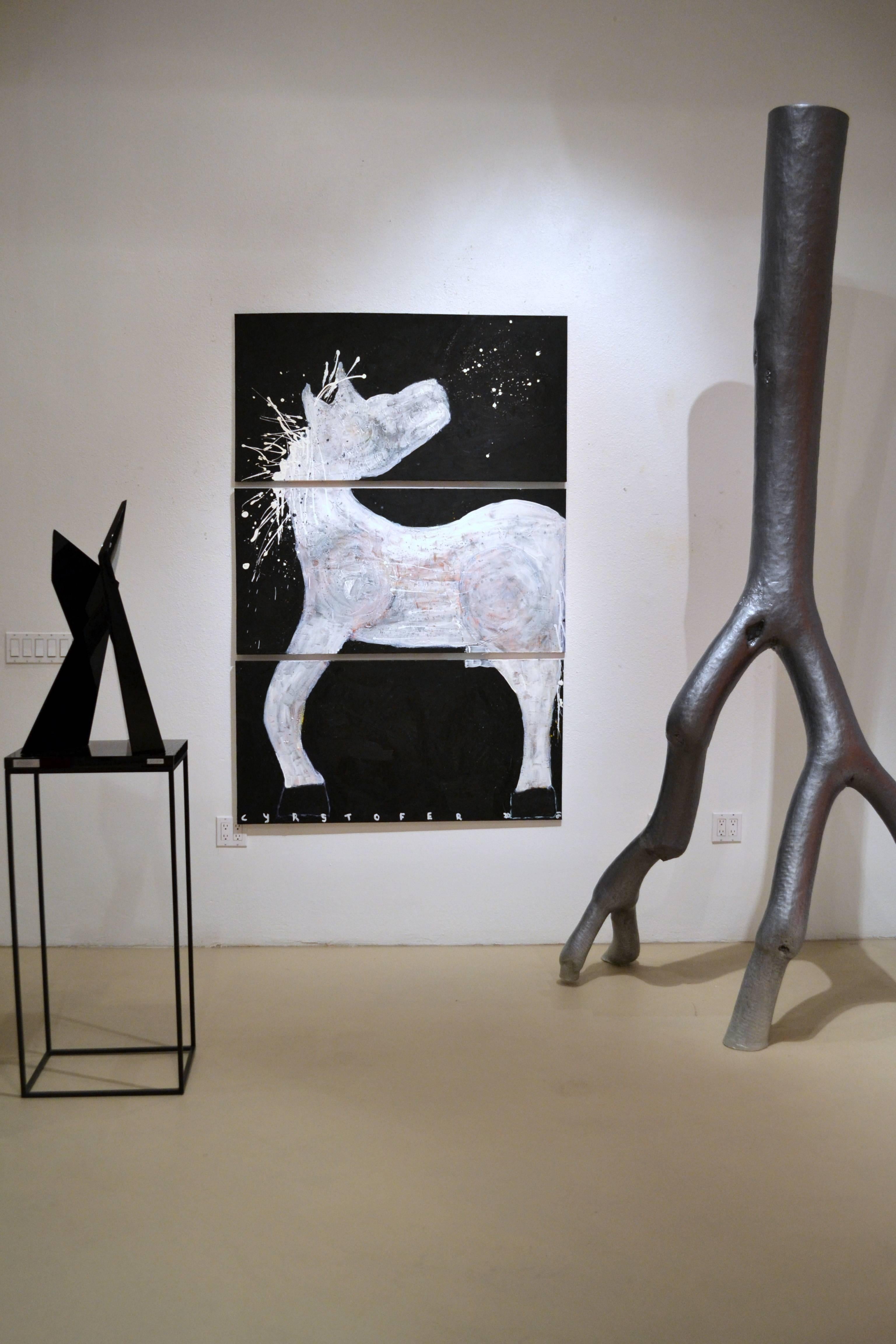 Abstract Triptych Horse by Artist Christopher Shoemaker In Excellent Condition In Cathedral City, CA