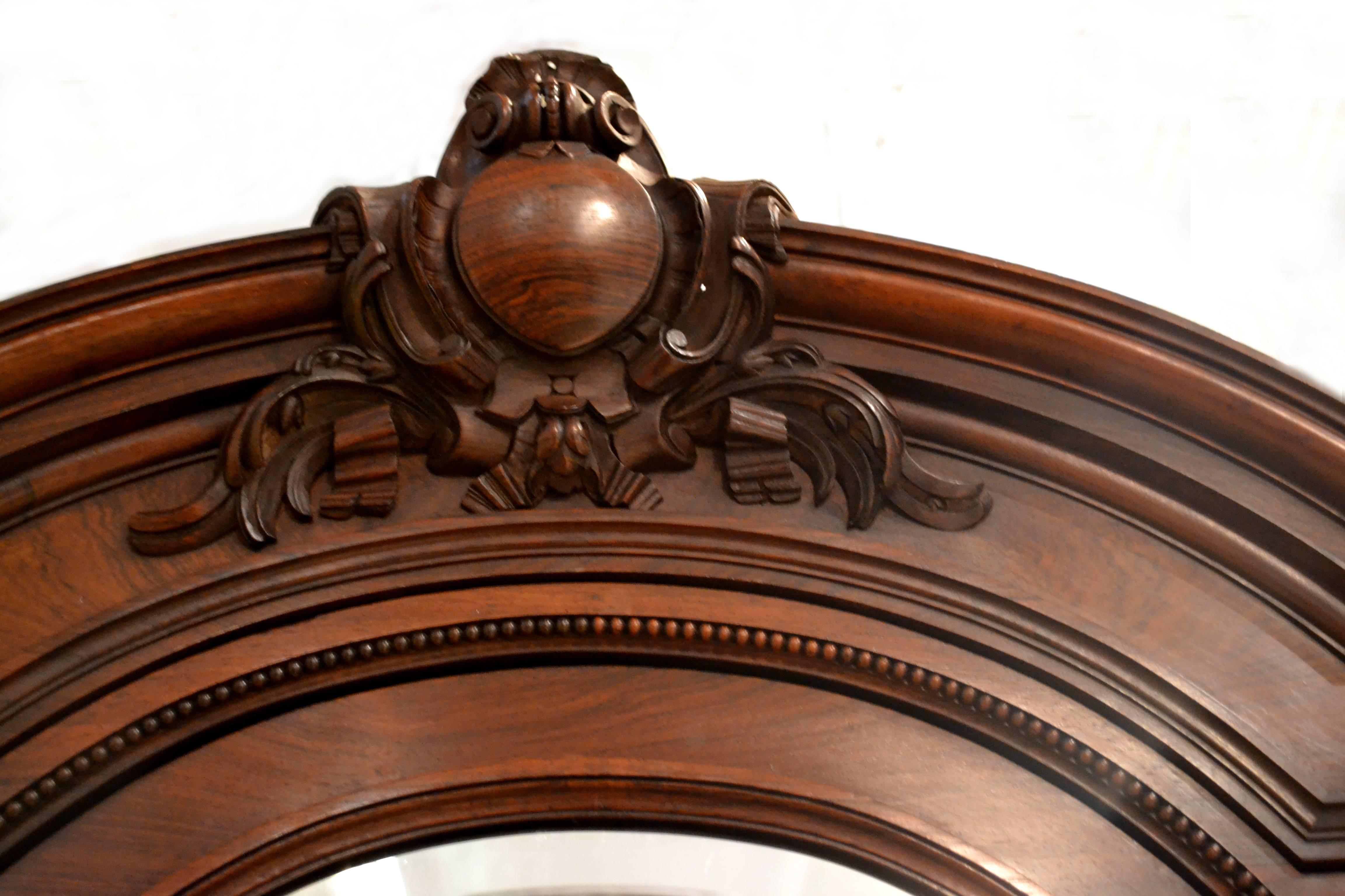 Brass 19th Century French Louis XVI Rosewood Amoire