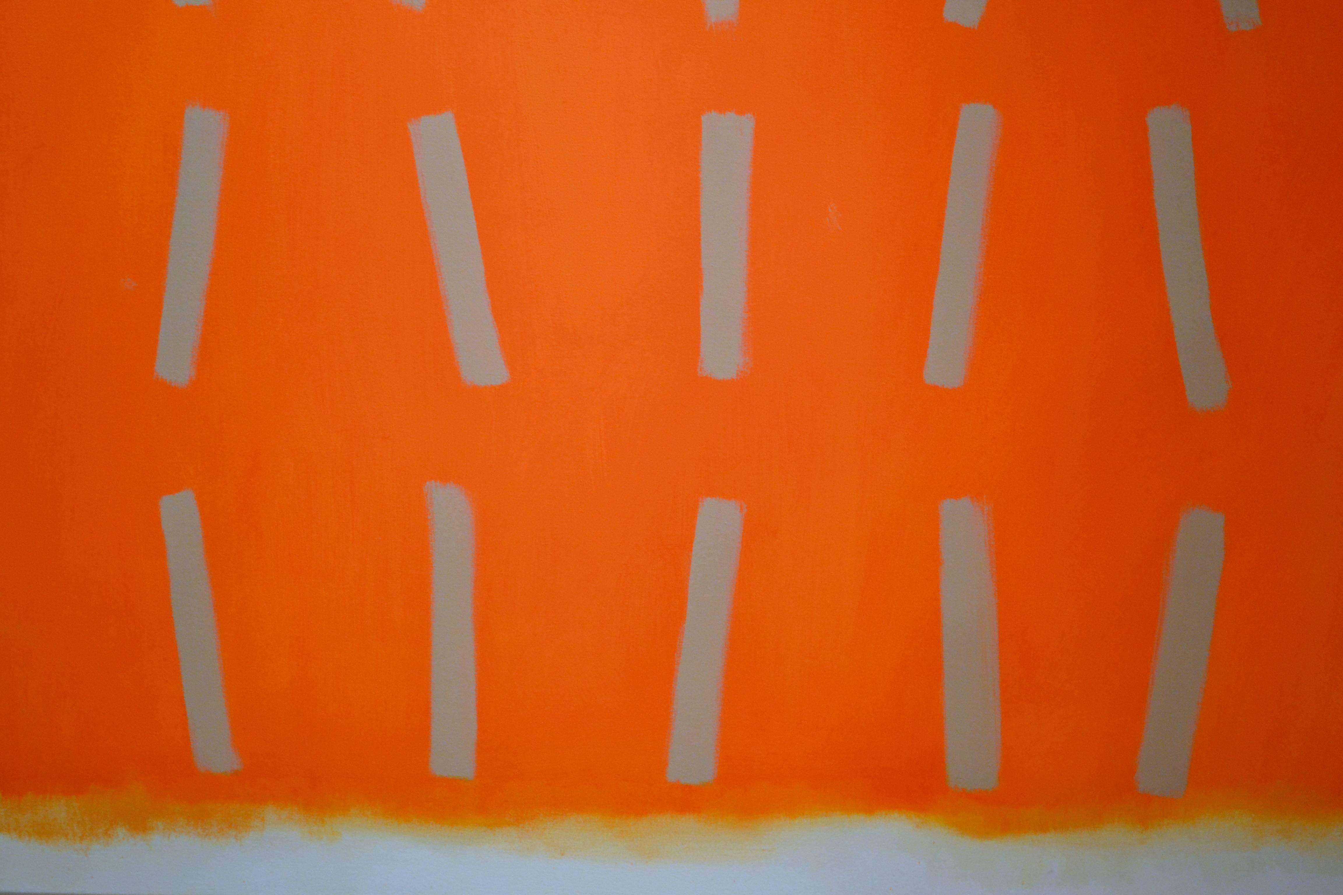 Painted Abstract Oil Painting with Rich Orange Palette by Tina Bluefield