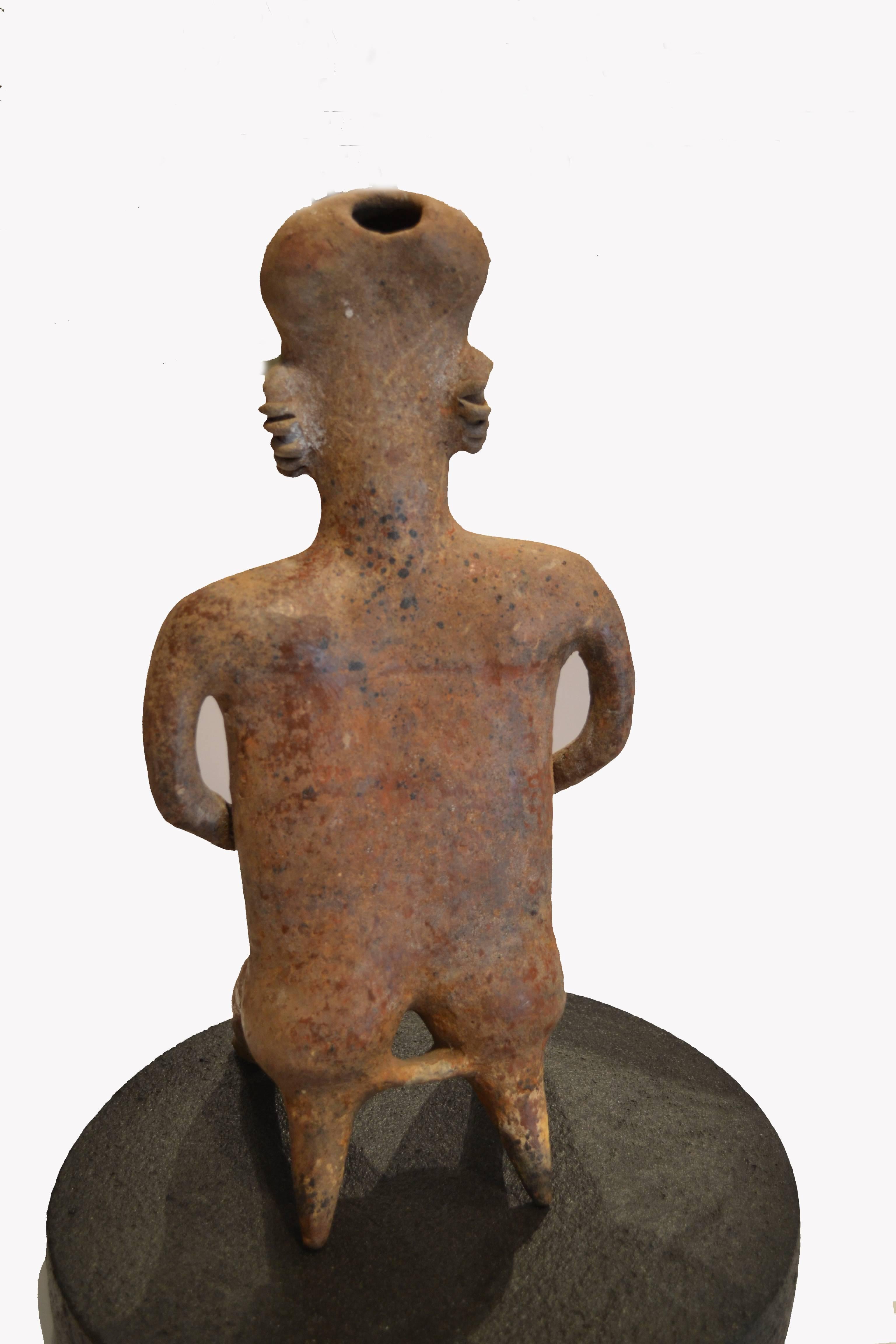 Hand-Carved Large Pre-Columbian Nayarit Seated Female Figure Sculpture For Sale