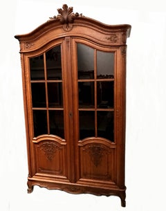 Pair of Vintage French Regency Armoires With Pane Glass Doors