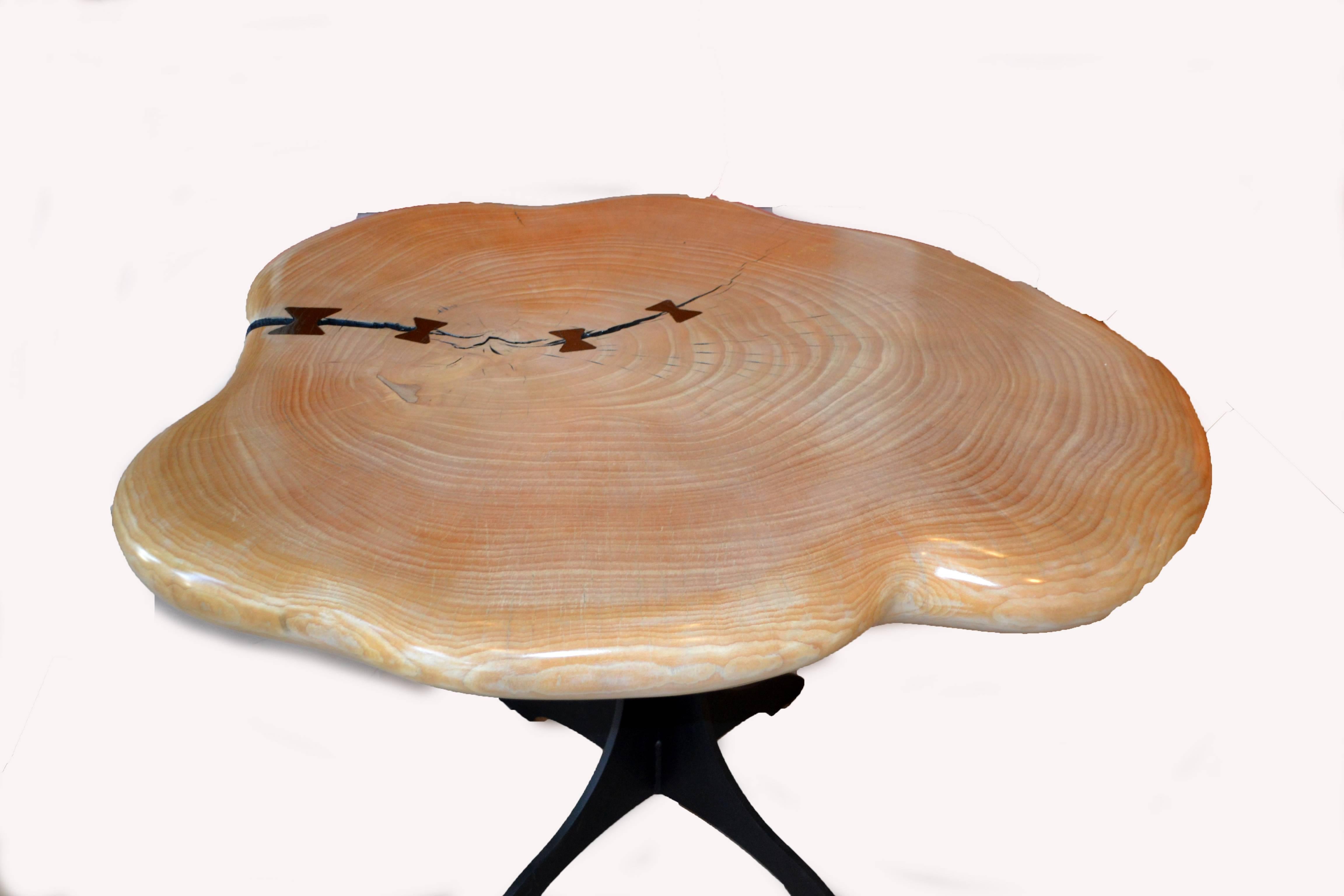 Artist Daniel Pollock is both highly respected and coveted for his amazing one of a kind sculptural furniture designs. Each of his creations are true works of art. This beautiful white ash centre table is from the artist's collection of Mid-Century
