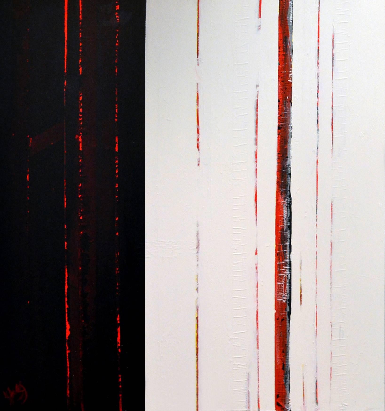 American Sean Young Abstract Minimalist Mixed Media Diptych  For Sale