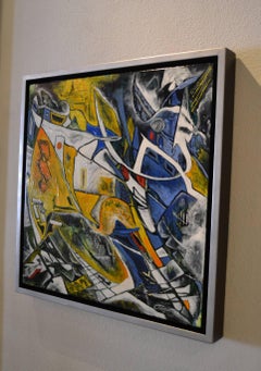 Abstract Expressionist Acrylic Painting on Board by Artist Philippe Chambon